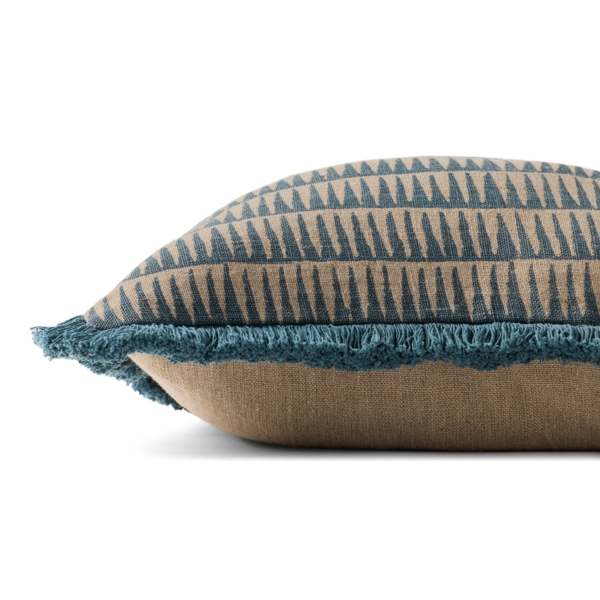 Loloi PLL0202 Natural/Blue 18'' x 18'' Cover with Poly Pillow