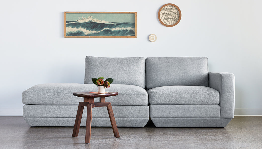 Podium Modular 2PC Lounge Lounge Sofa Gus* Four Hands, Mid Century Modern Furniture, Old Bones Furniture Company, Old Bones Co, Modern Mid Century, Designer Furniture, https://www.oldbonesco.com/