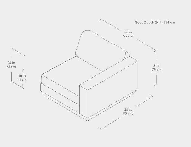 Podium Modular Arm Right Sofa Gus* Four Hands, Mid Century Modern Furniture, Old Bones Furniture Company, Old Bones Co, Modern Mid Century, Designer Furniture, https://www.oldbonesco.com/