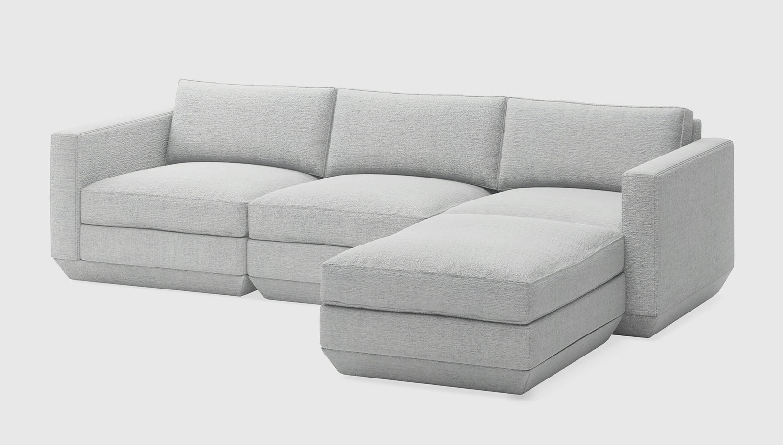 Podium Modular 4PC Sectional Bayview Silver / Right FacingSectionals Gus* Bayview Silver Right Facing Four Hands, Mid Century Modern Furniture, Old Bones Furniture Company, Old Bones Co, Modern Mid Century, Designer Furniture, https://www.oldbonesco.com/