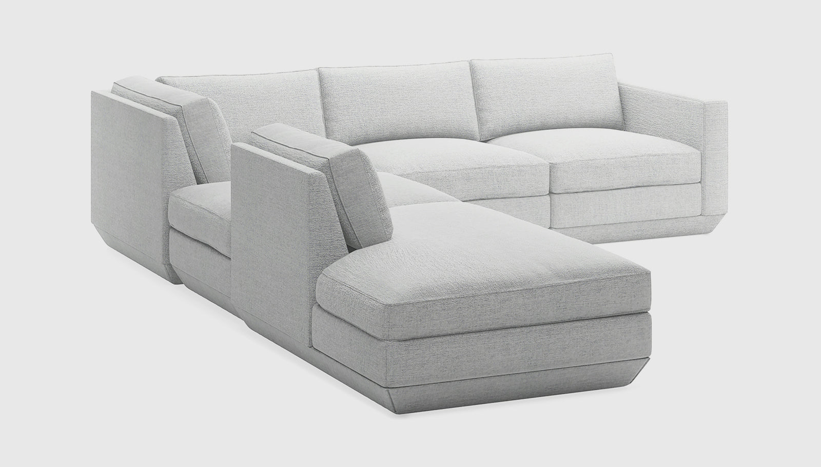 Podium Modular 5PC Seating Group A Bayview Silver / Left FacingSectionals Gus* Bayview Silver Left Facing Four Hands, Mid Century Modern Furniture, Old Bones Furniture Company, Old Bones Co, Modern Mid Century, Designer Furniture, https://www.oldbonesco.com/