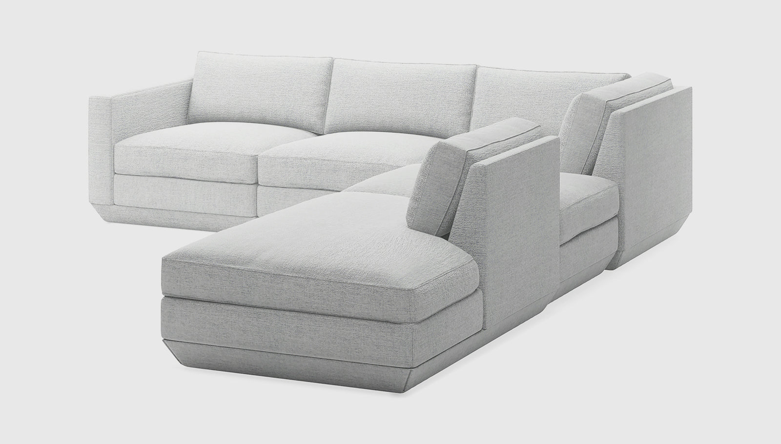 Podium Modular 5PC Seating Group A Bayview Silver / Right FacingSectionals Gus* Bayview Silver Right Facing Four Hands, Mid Century Modern Furniture, Old Bones Furniture Company, Old Bones Co, Modern Mid Century, Designer Furniture, https://www.oldbonesco.com/