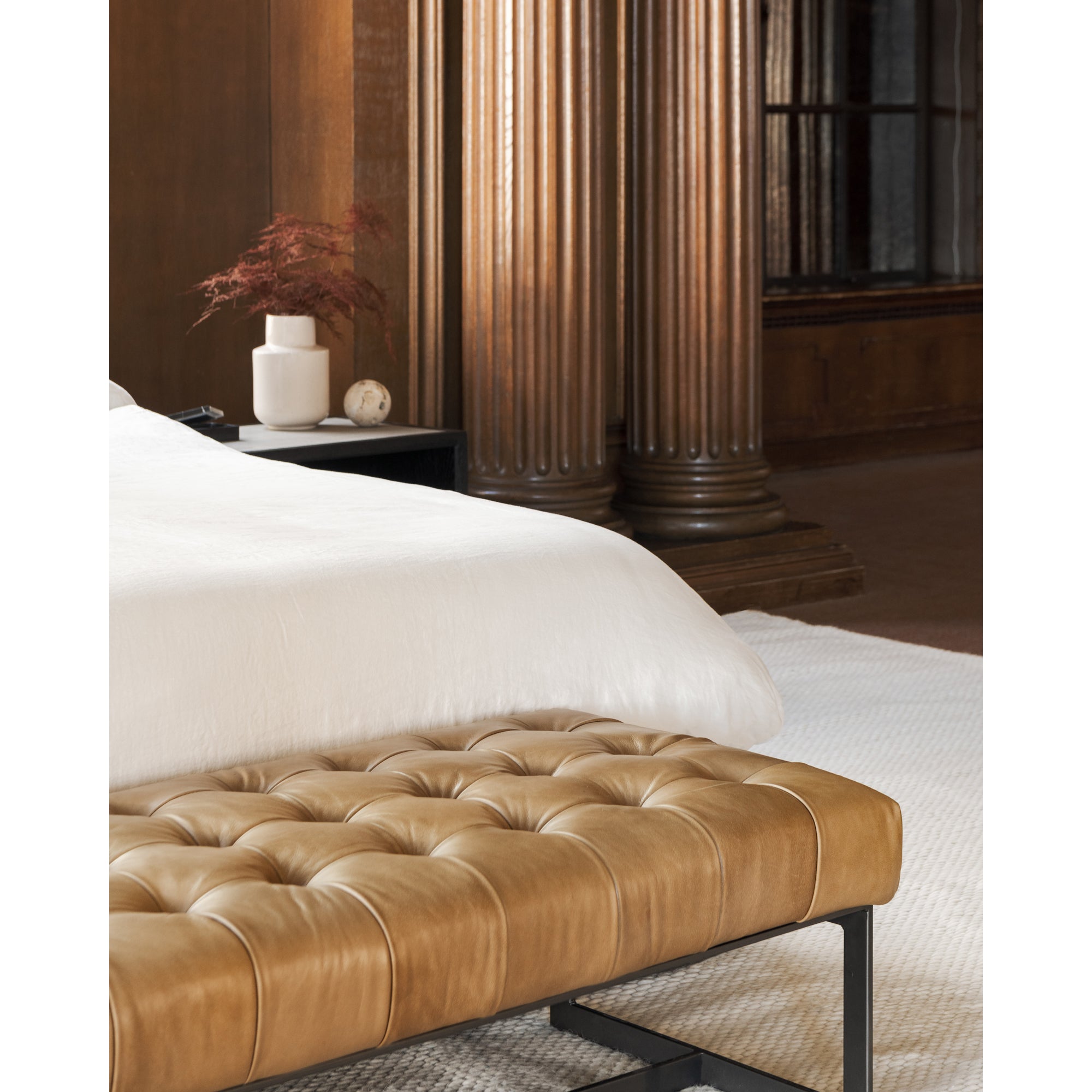 Wyatt Leather Bench Living Room Benches Moe's Four Hands, Mid Century Modern Furniture, Old Bones Furniture Company, Old Bones Co, Modern Mid Century, Designer Furniture, Furniture Sale, Warehouse Furniture Sale, Wyatt Leather Bench Sale, https://www.oldbonesco.com/