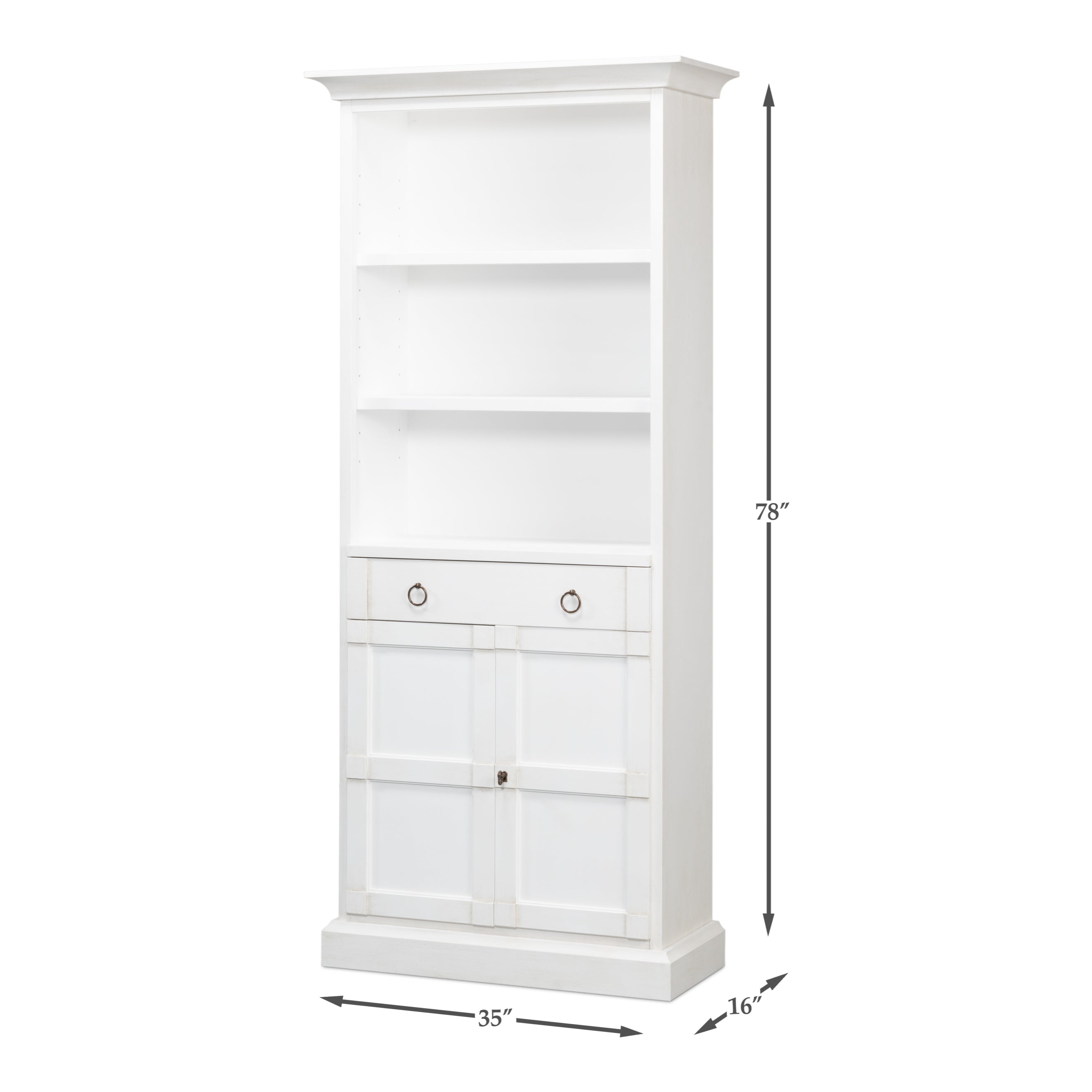 Bookcase with Doors - Cortina White