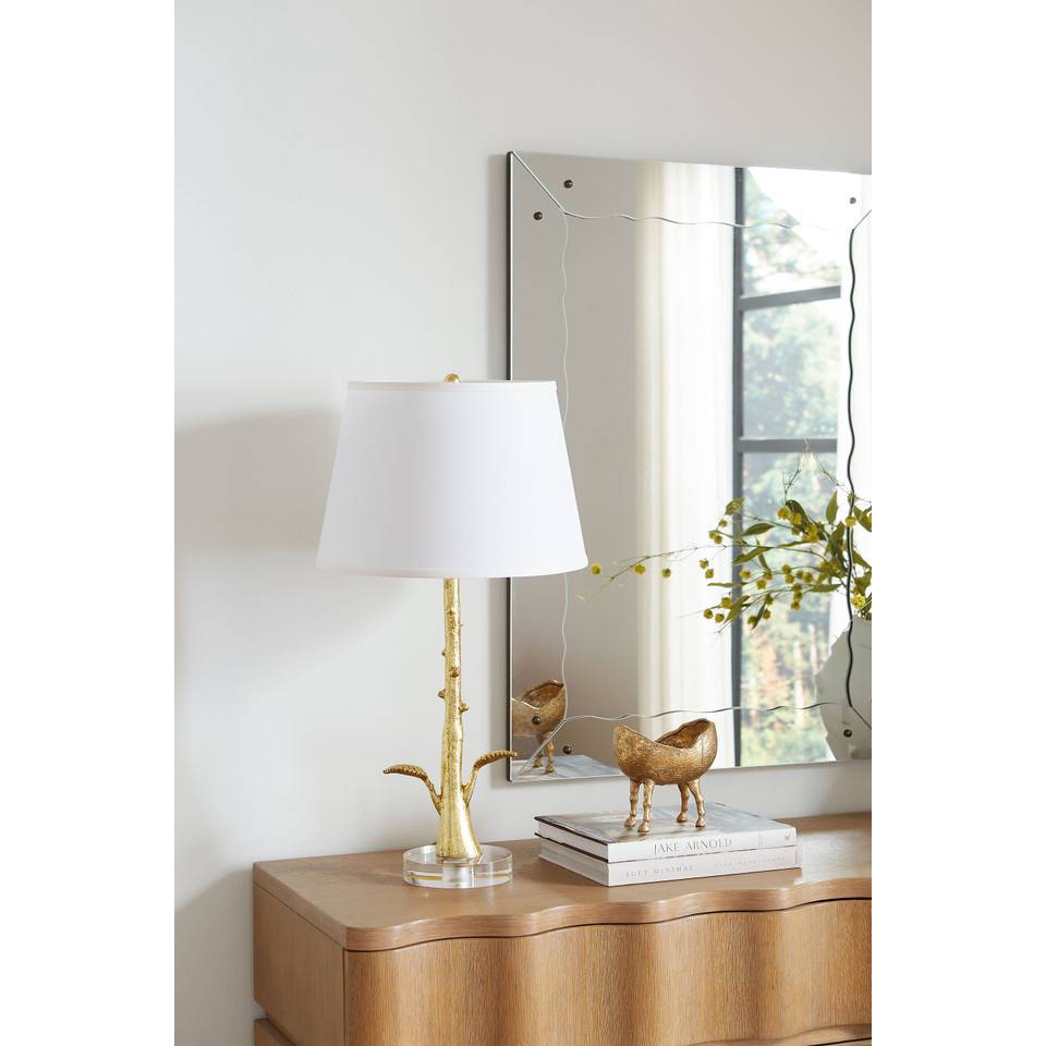 Rama Lamp with Shade 16-inch White Linen with Gold