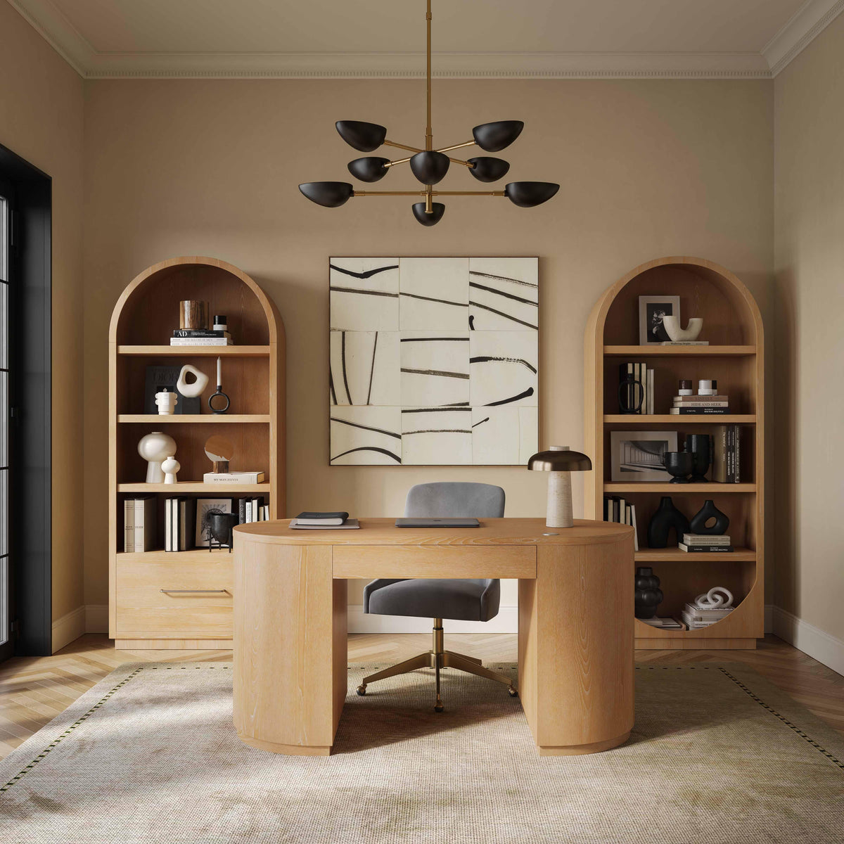 Marlow 64" Wood Executive Desk with Storage