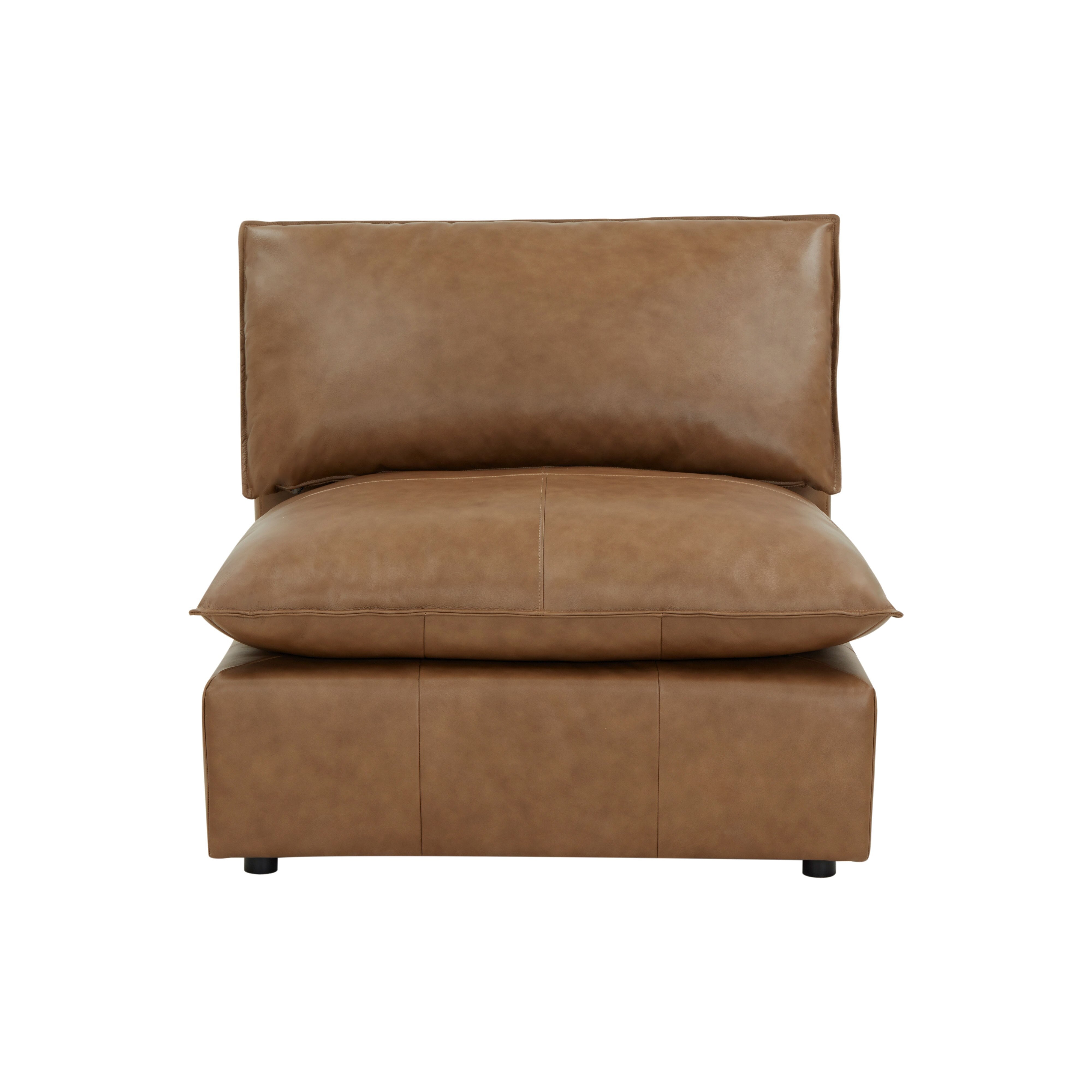 Cali Brown Leather Modular Armless Chair