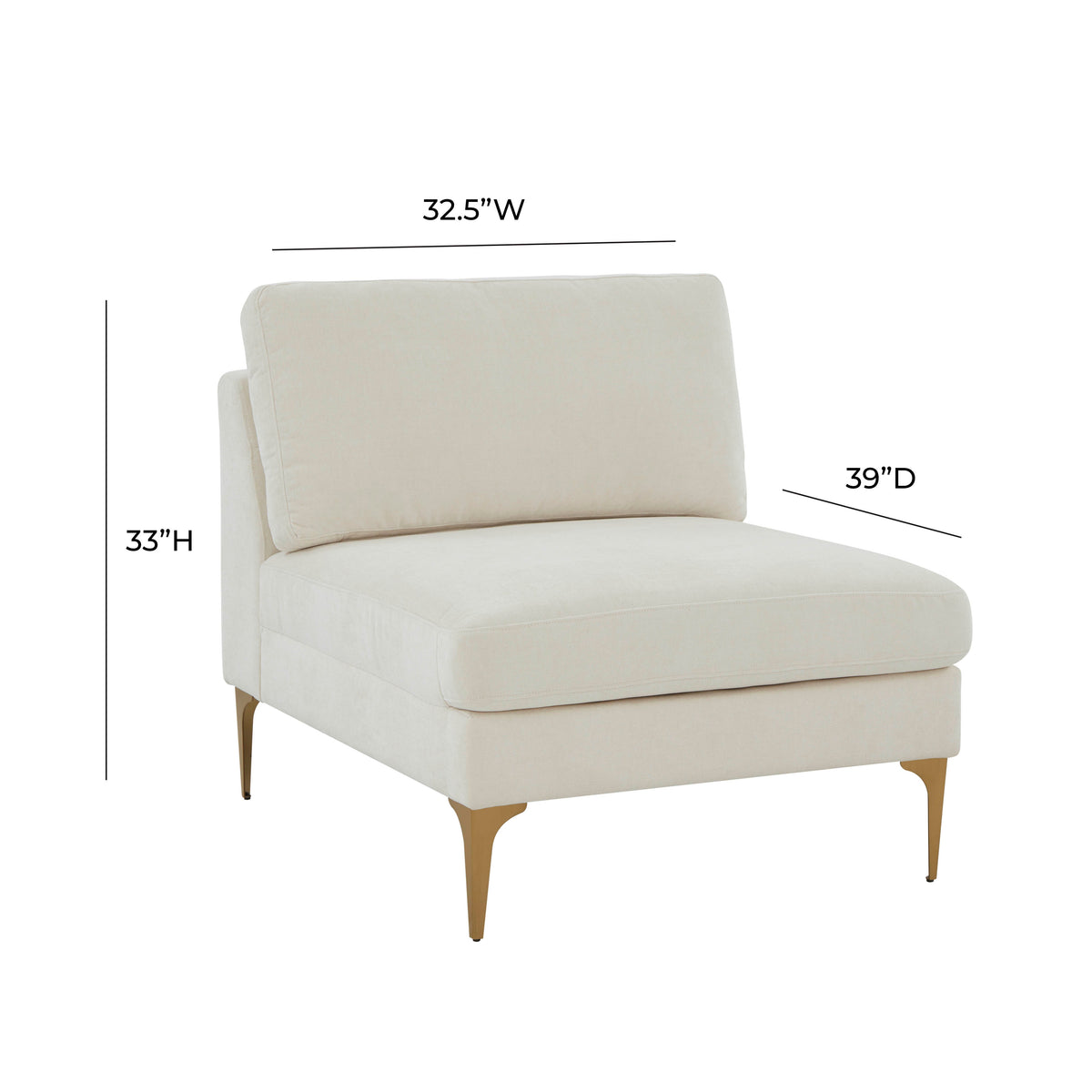 Serena Performance Velvet Modular Armless Chair by TOV Furniture