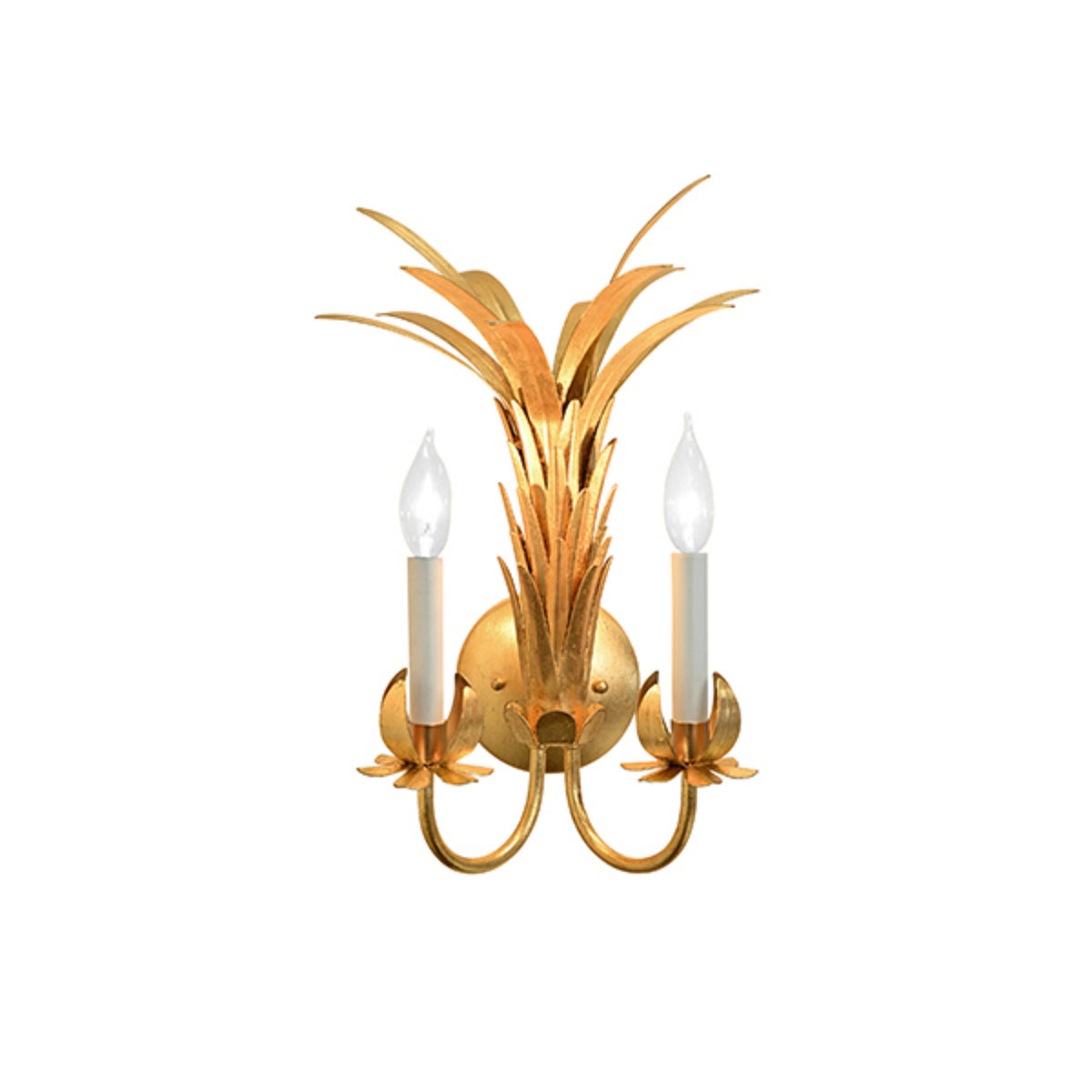 Reseda Palm Spray 2-Arm Tole Wall Sconce by Worlds Away
