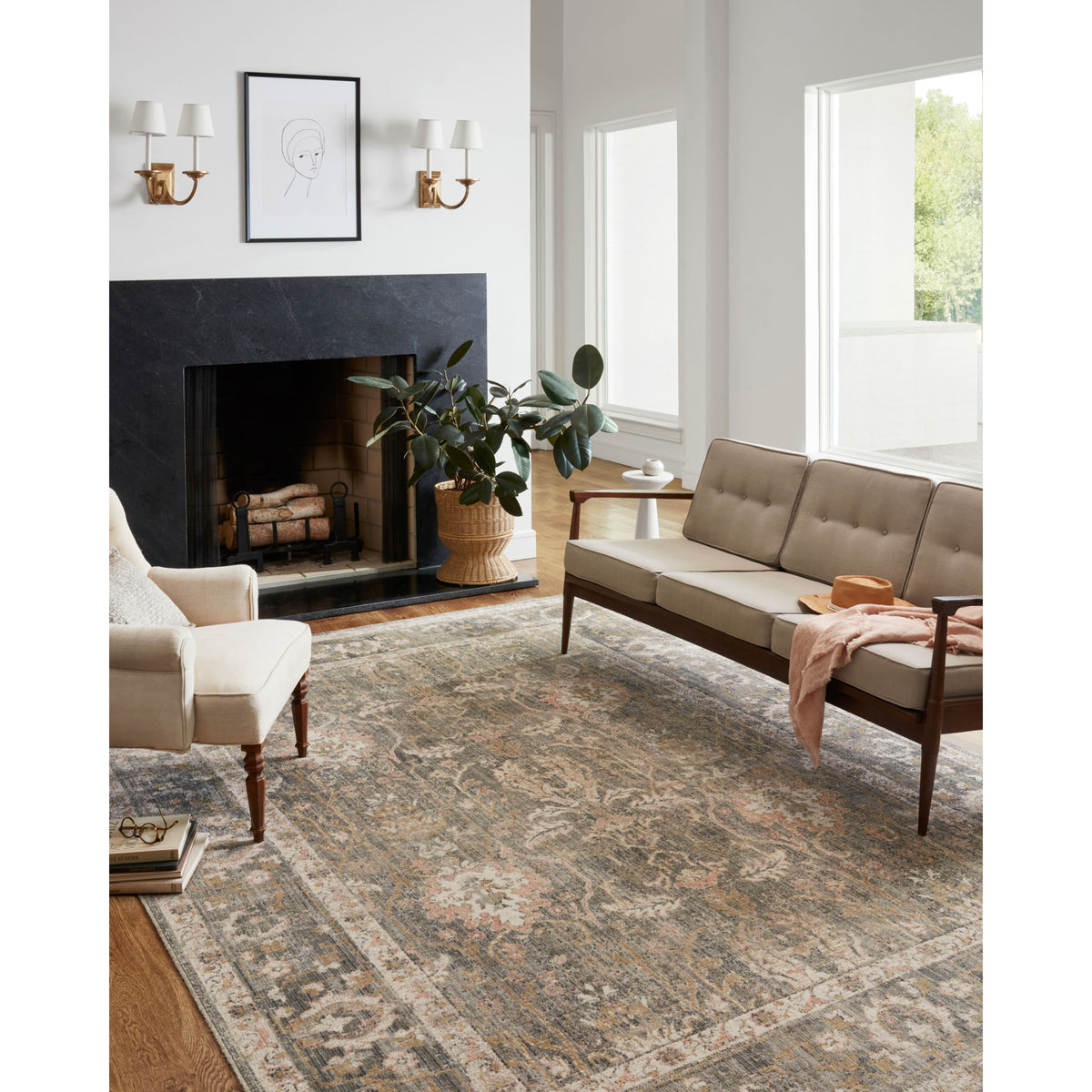 Chris Loves Julia x Loloi Rosemarie Sage/Blush Rug