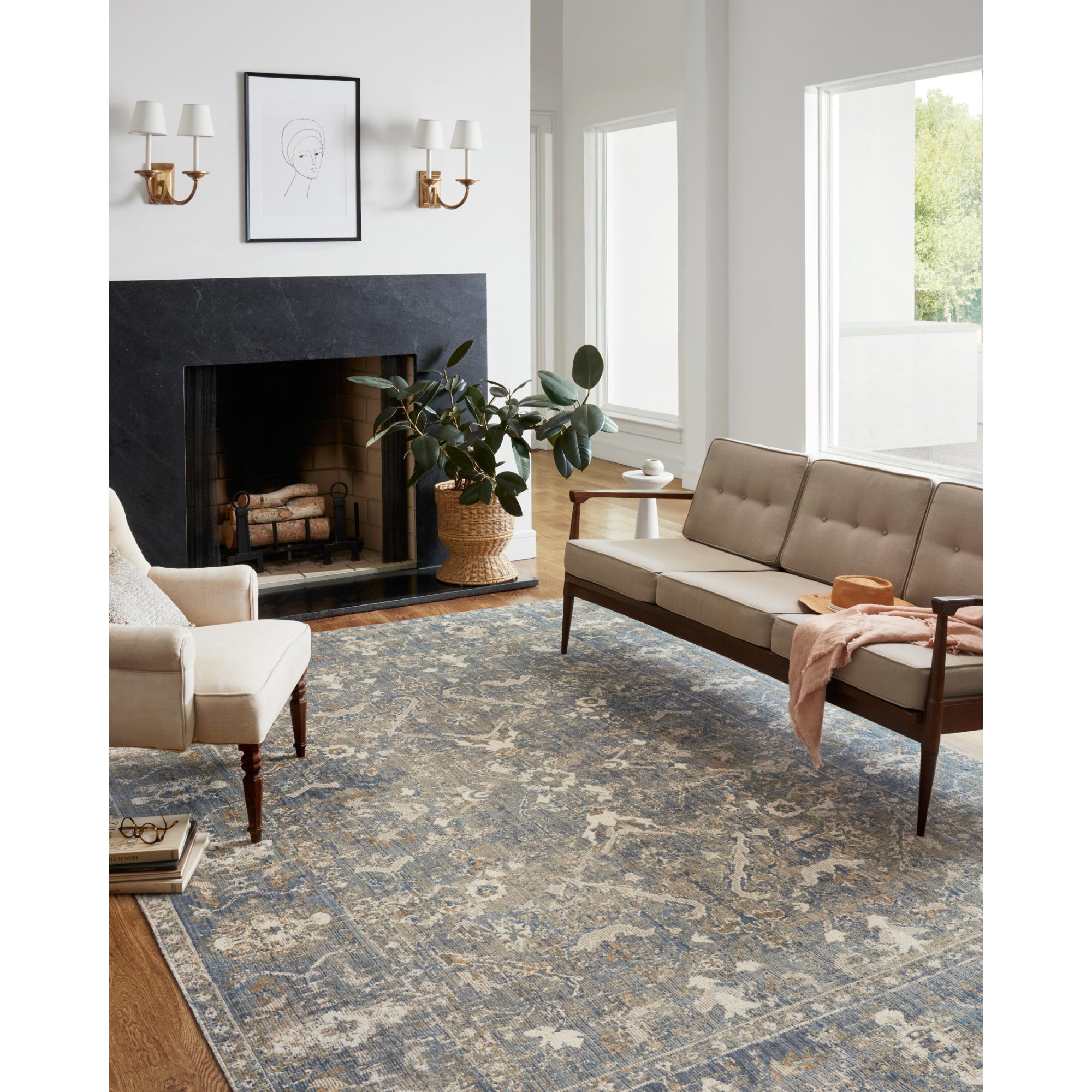 Chris Loves Julia x Loloi Rosemarie Sand/Lagoon Rug