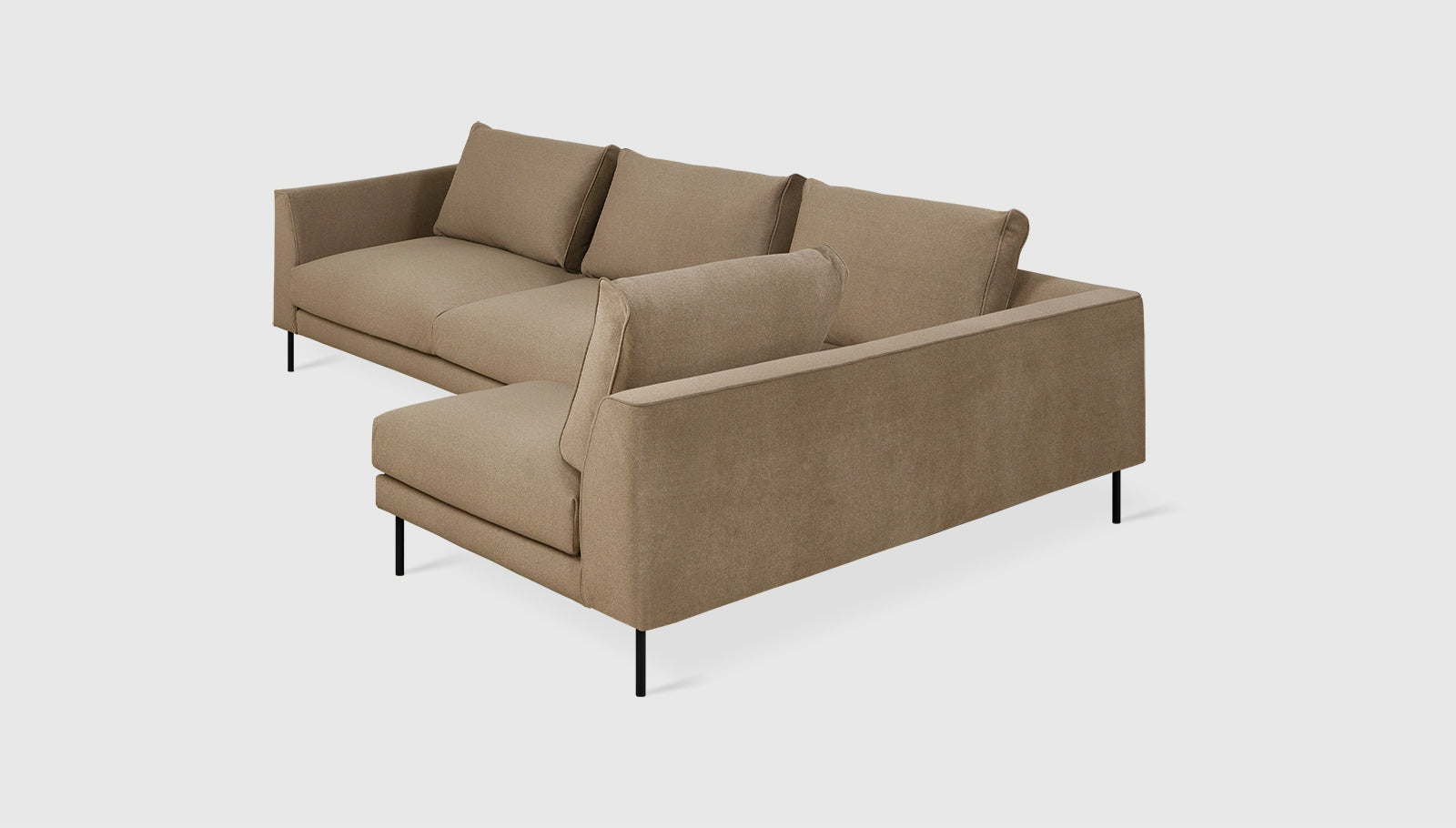 Renfrew Sectional Merino Mocha / Black / Right FacingSectional Sofa Gus* Merino Mocha Black Right Facing Four Hands, Mid Century Modern Furniture, Old Bones Furniture Company, Old Bones Co, Modern Mid Century, Designer Furniture, https://www.oldbonesco.com/