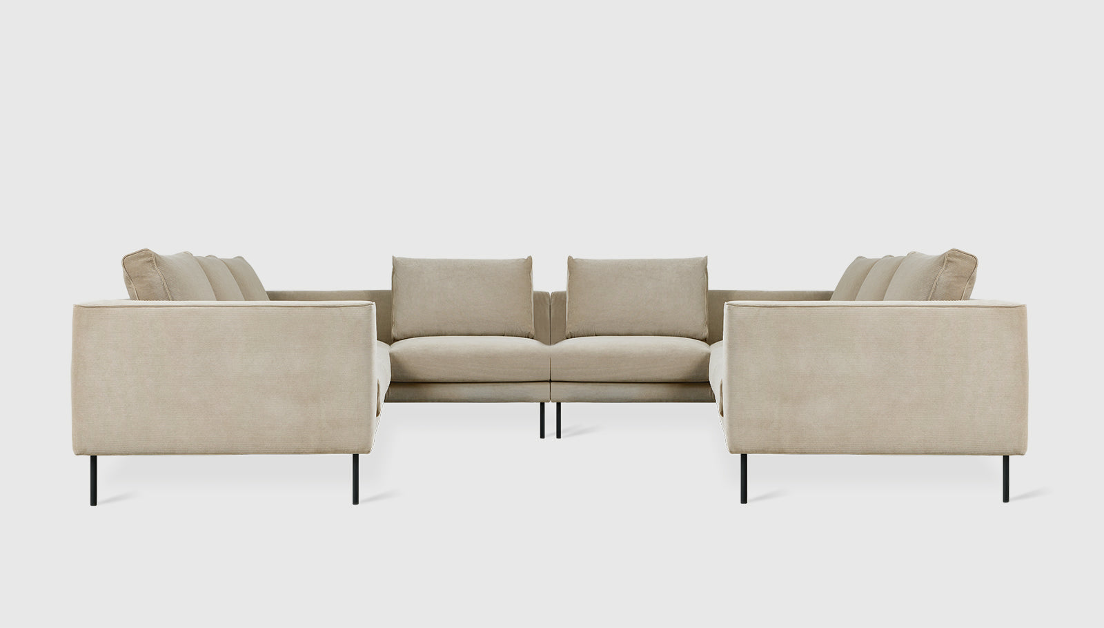 Renfrew U-Shaped Sectional Mersey Caribou / BlackSectional Sofa Gus* Mersey Caribou Black Four Hands, Mid Century Modern Furniture, Old Bones Furniture Company, Old Bones Co, Modern Mid Century, Designer Furniture, https://www.oldbonesco.com/