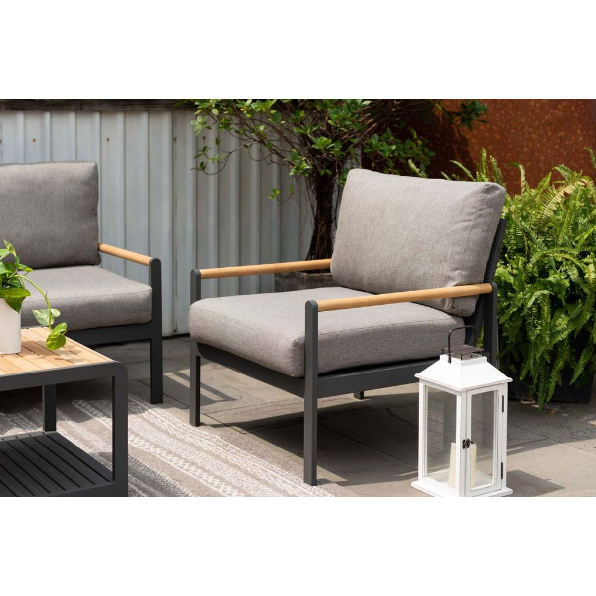 Amber Sofa Teak and Aluminum Chair