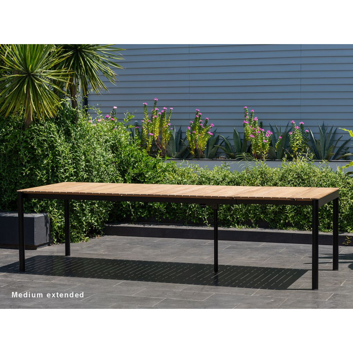 Topaz Dark Teak and Aluminum Rectangular Extendable Table