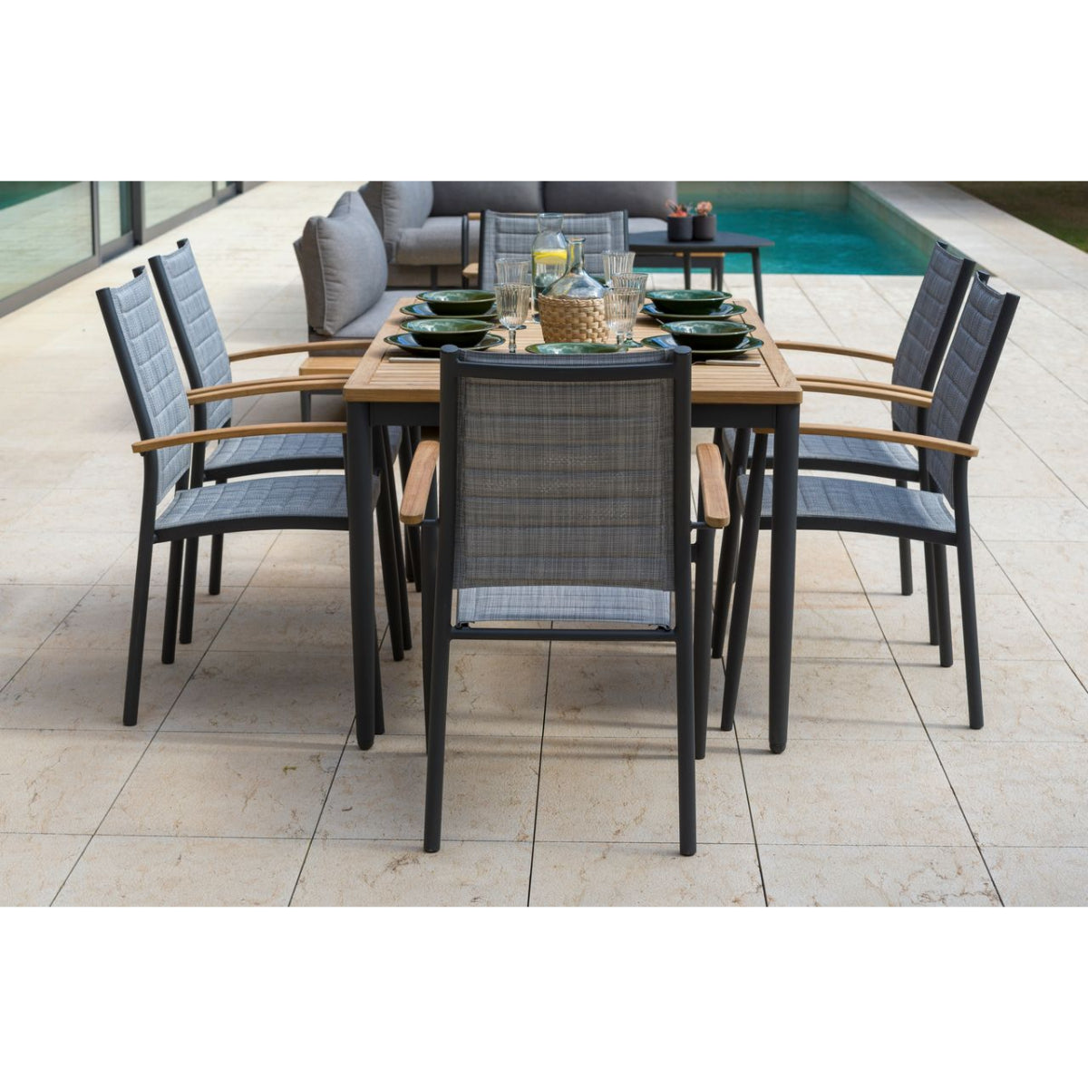 Topaz Aluminium and Teak Dining Chair
