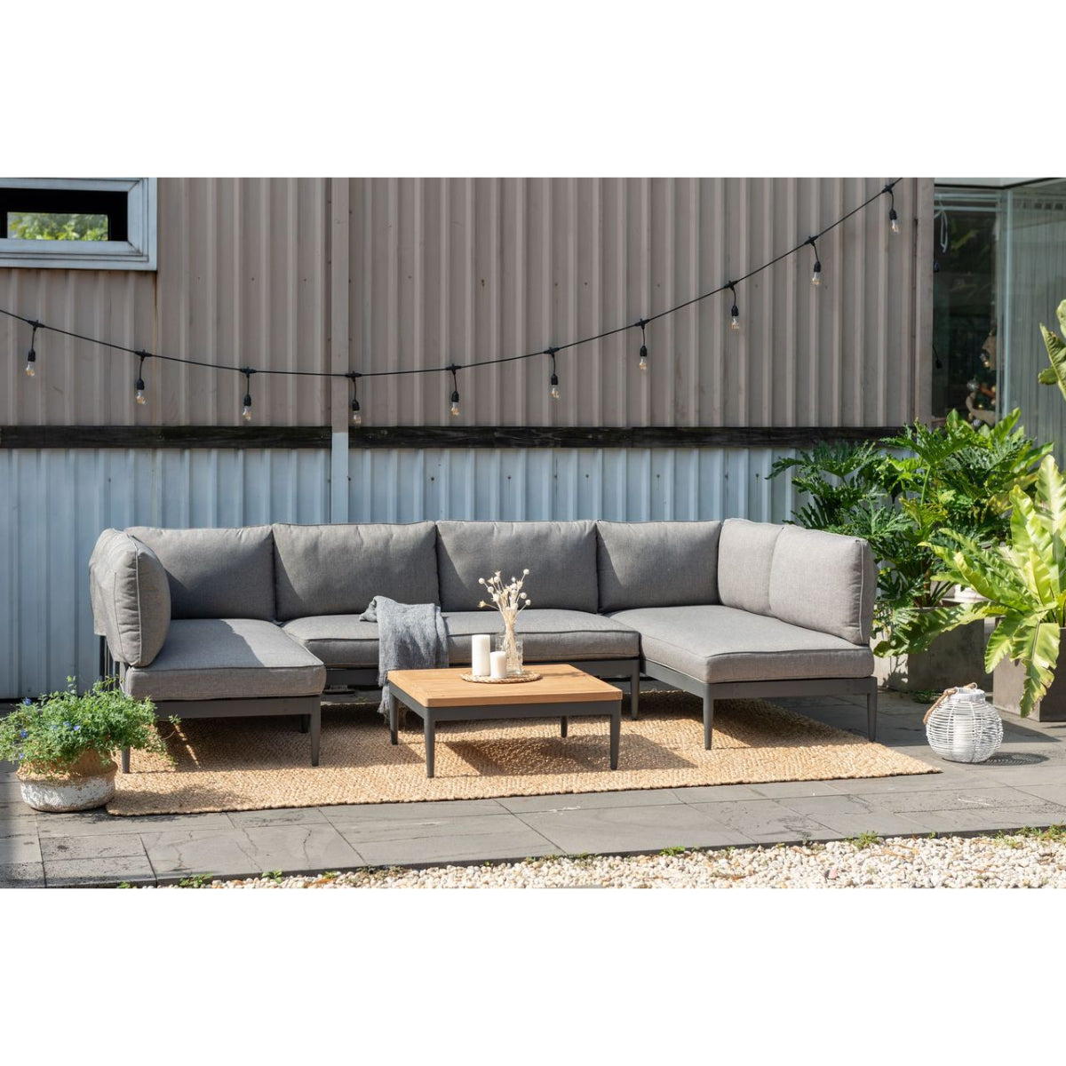 Topaz Teak Wood and Aluminium Modular Corner 2-Seater Sofa