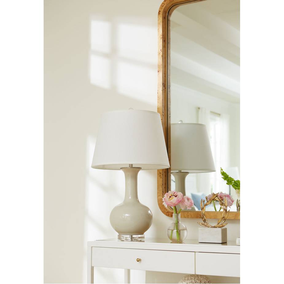 Somerset Lamp with Shade 16-inch White Linen with Nickel