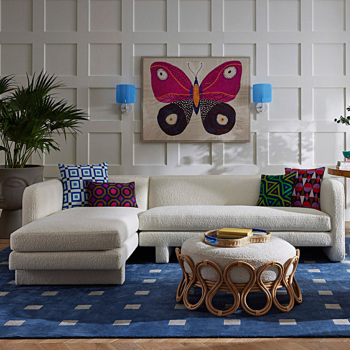 Small Squares Hand-Knotted Rug