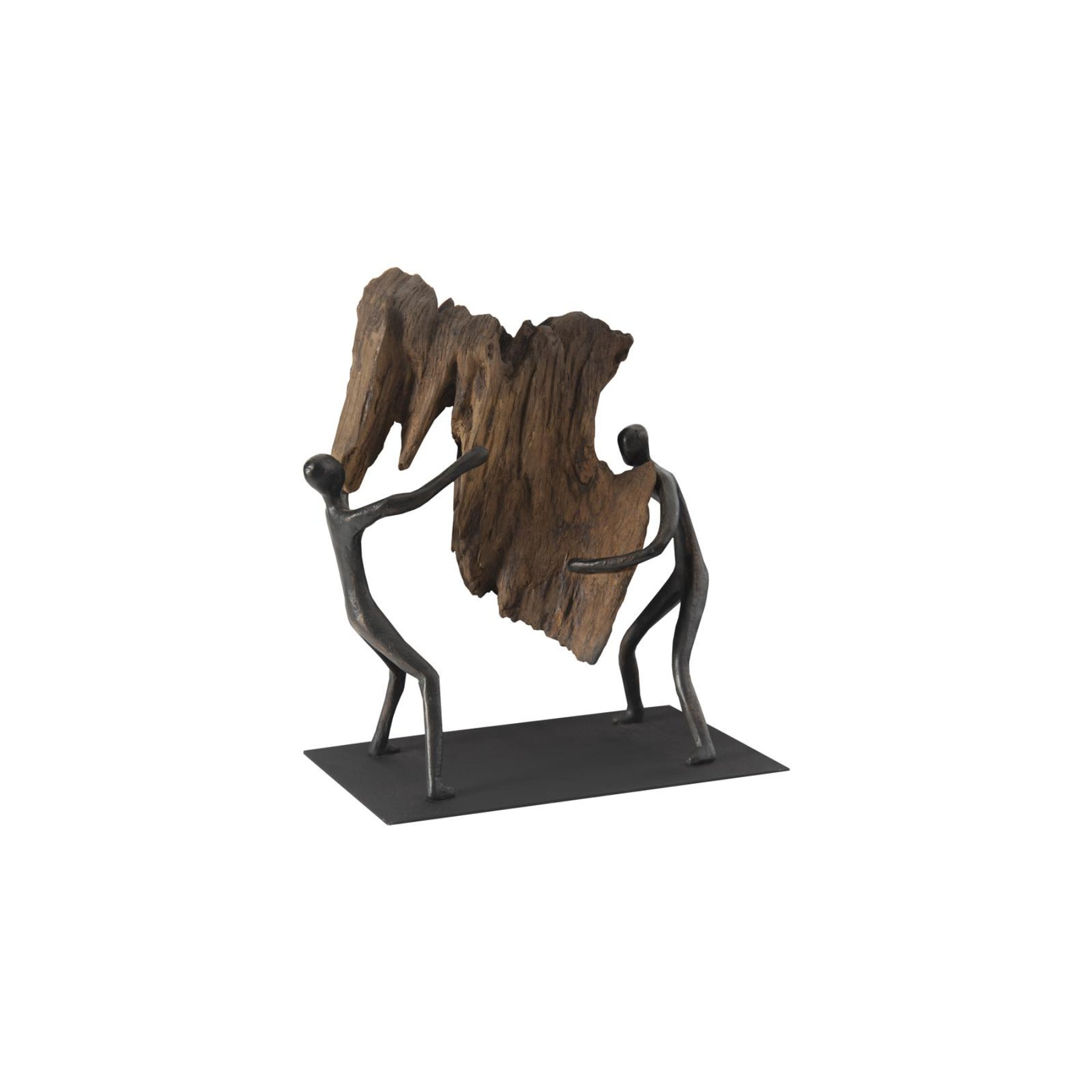 Atlas Balancing Wood Tabletop Sculpture