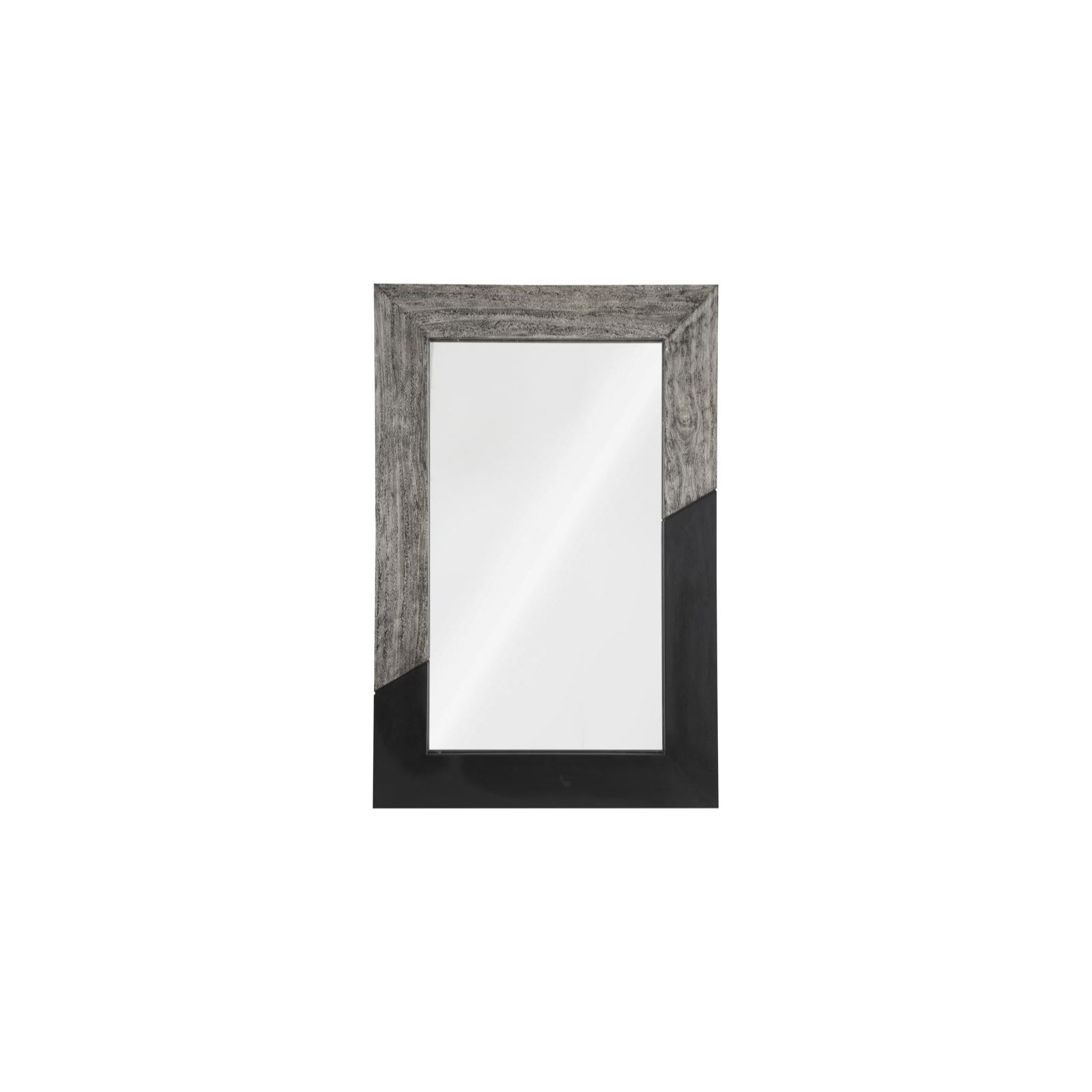 Geometry Wood Mirror - Gray Stone