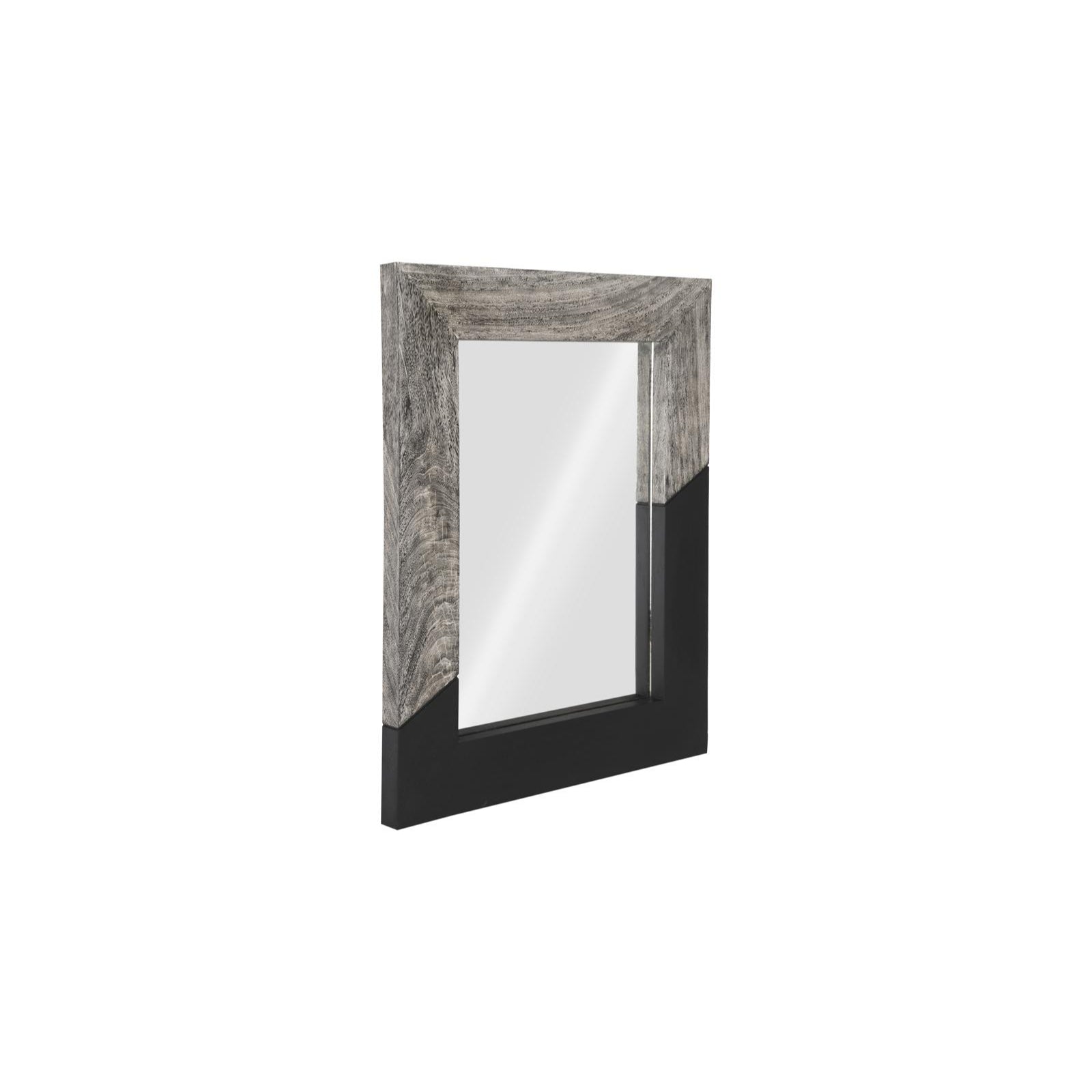 Geometry Wood Mirror - Gray Stone
