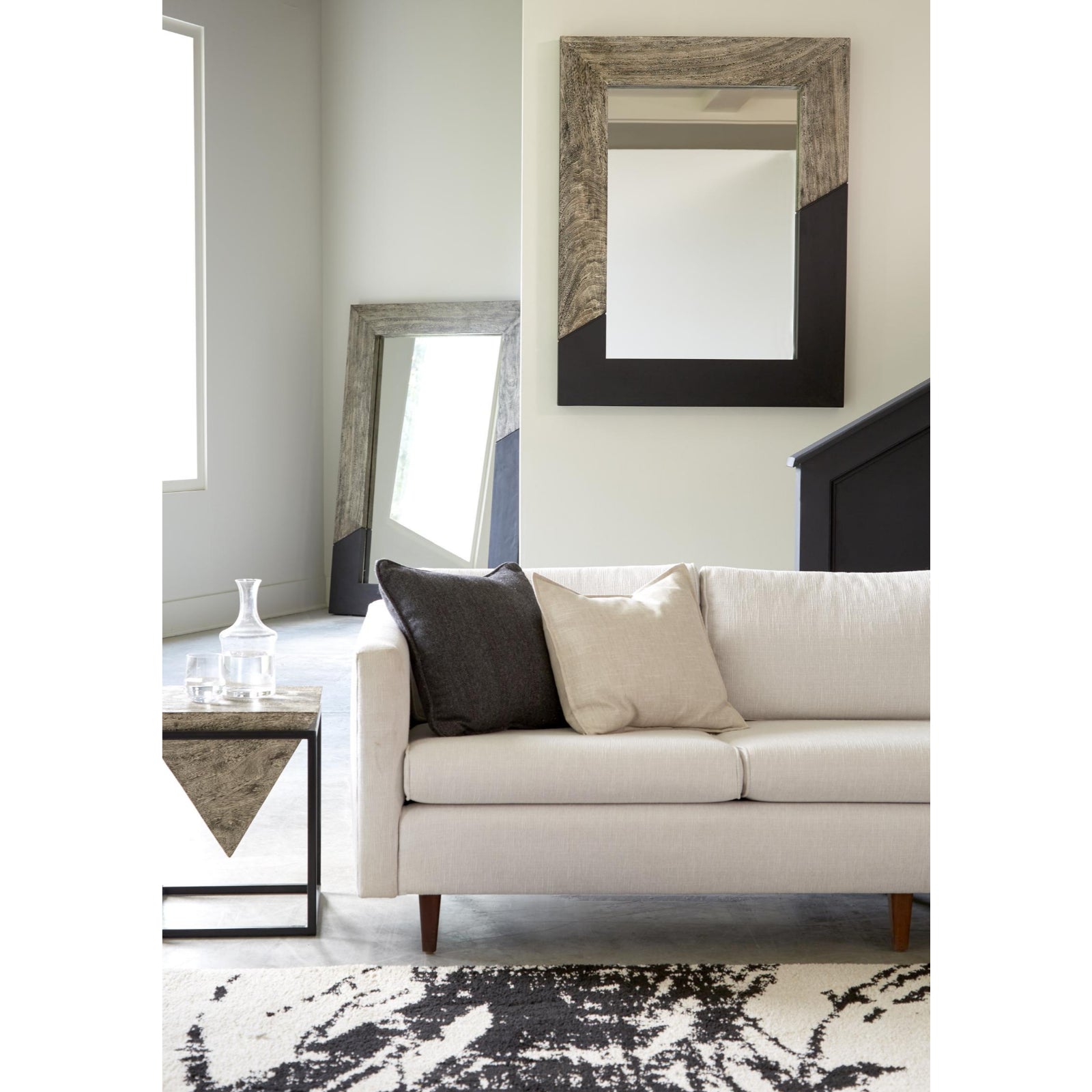 Geometry Wood Mirror - Gray Stone