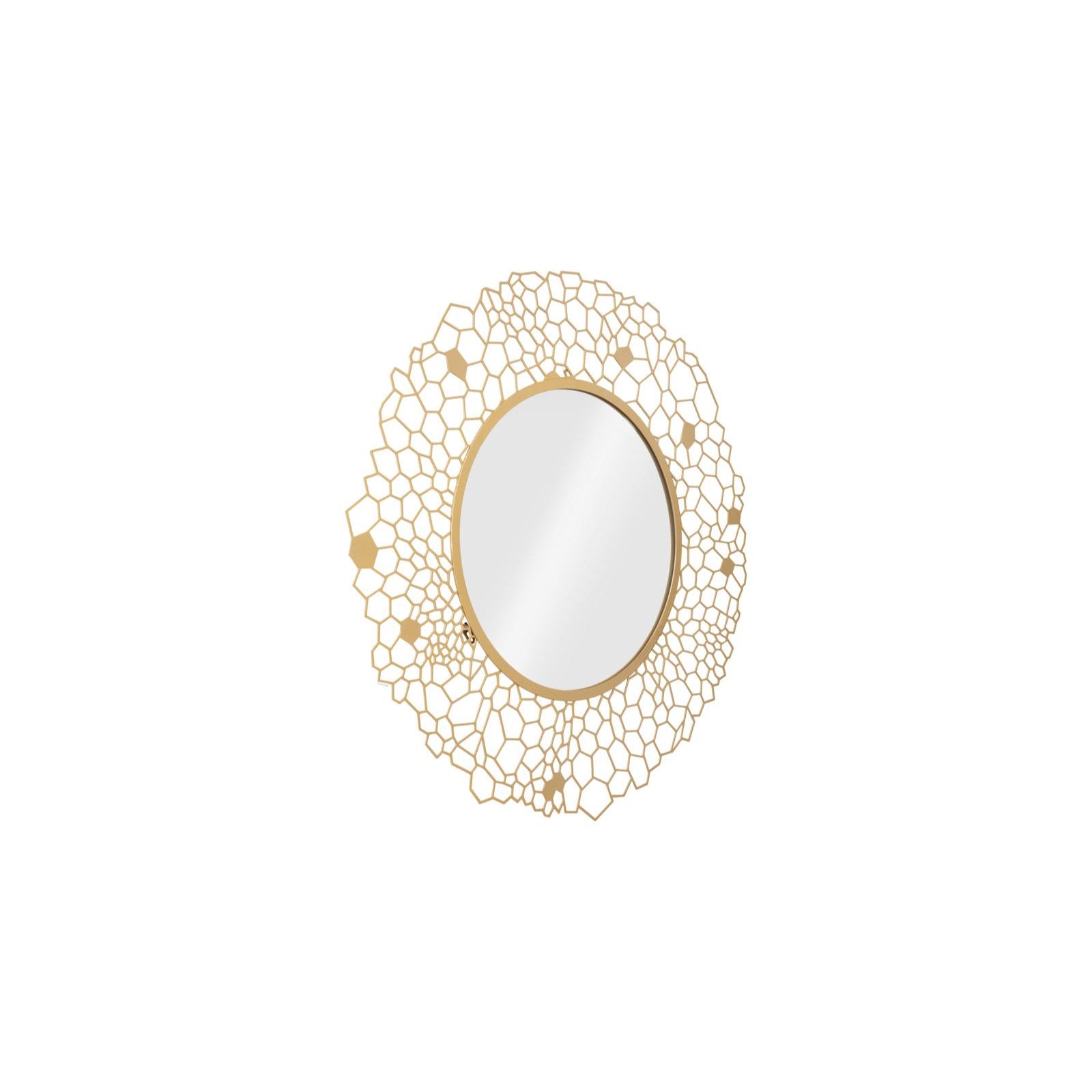 Round Honeycomb Mirror Brass