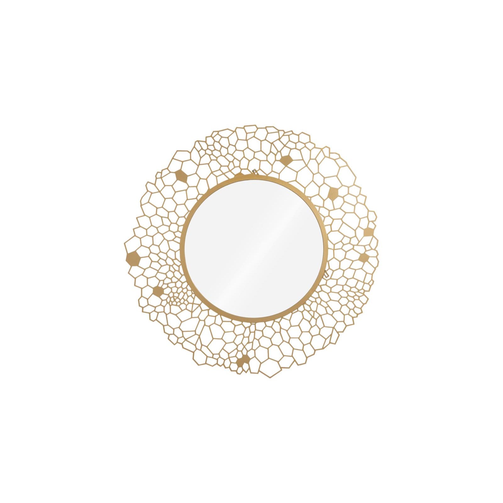 Round Honeycomb Mirror Brass
