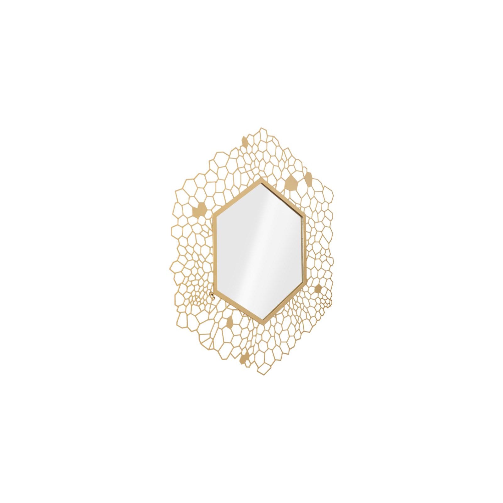 Hexagon Honeycomb Mirror Brass