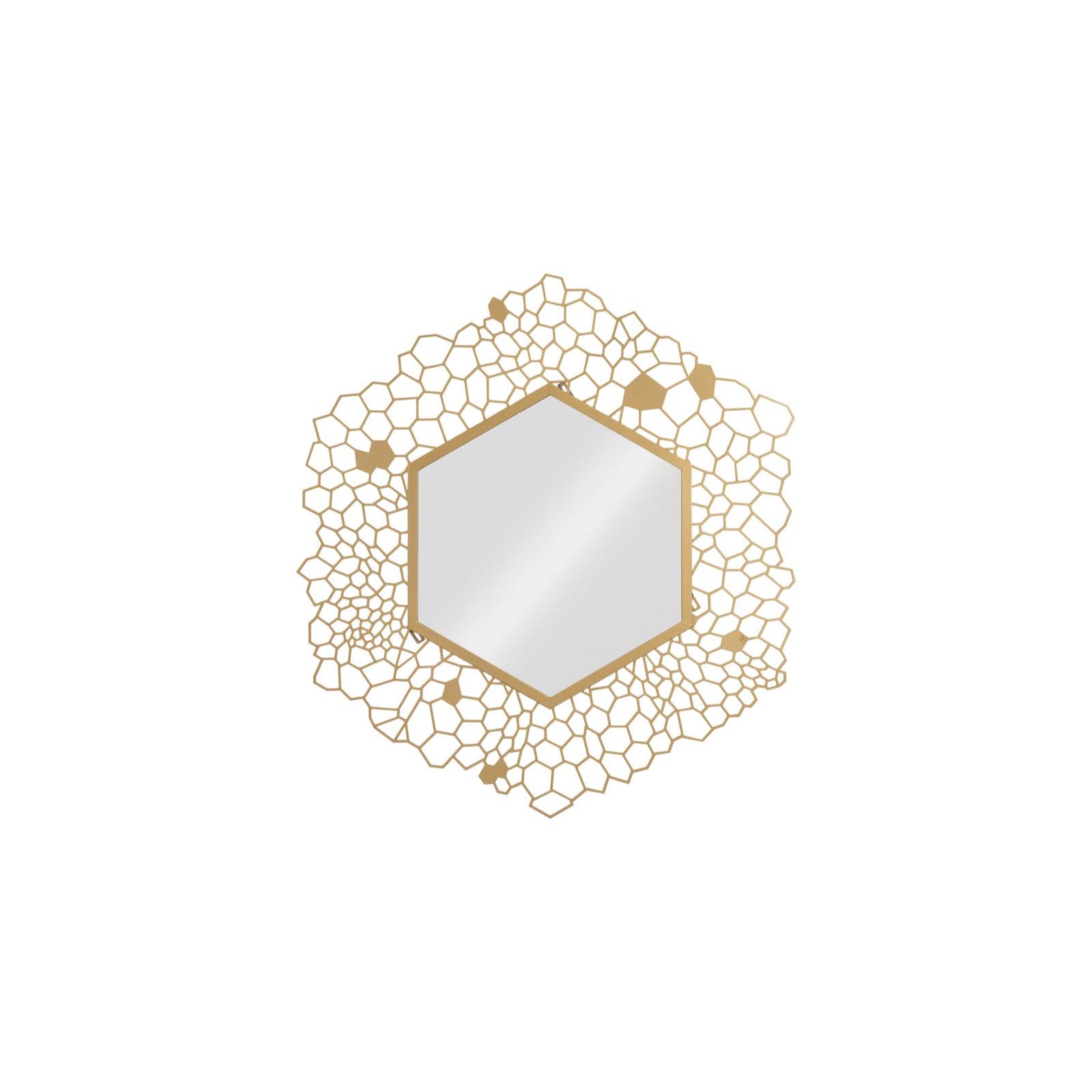 Hexagon Honeycomb Mirror Brass