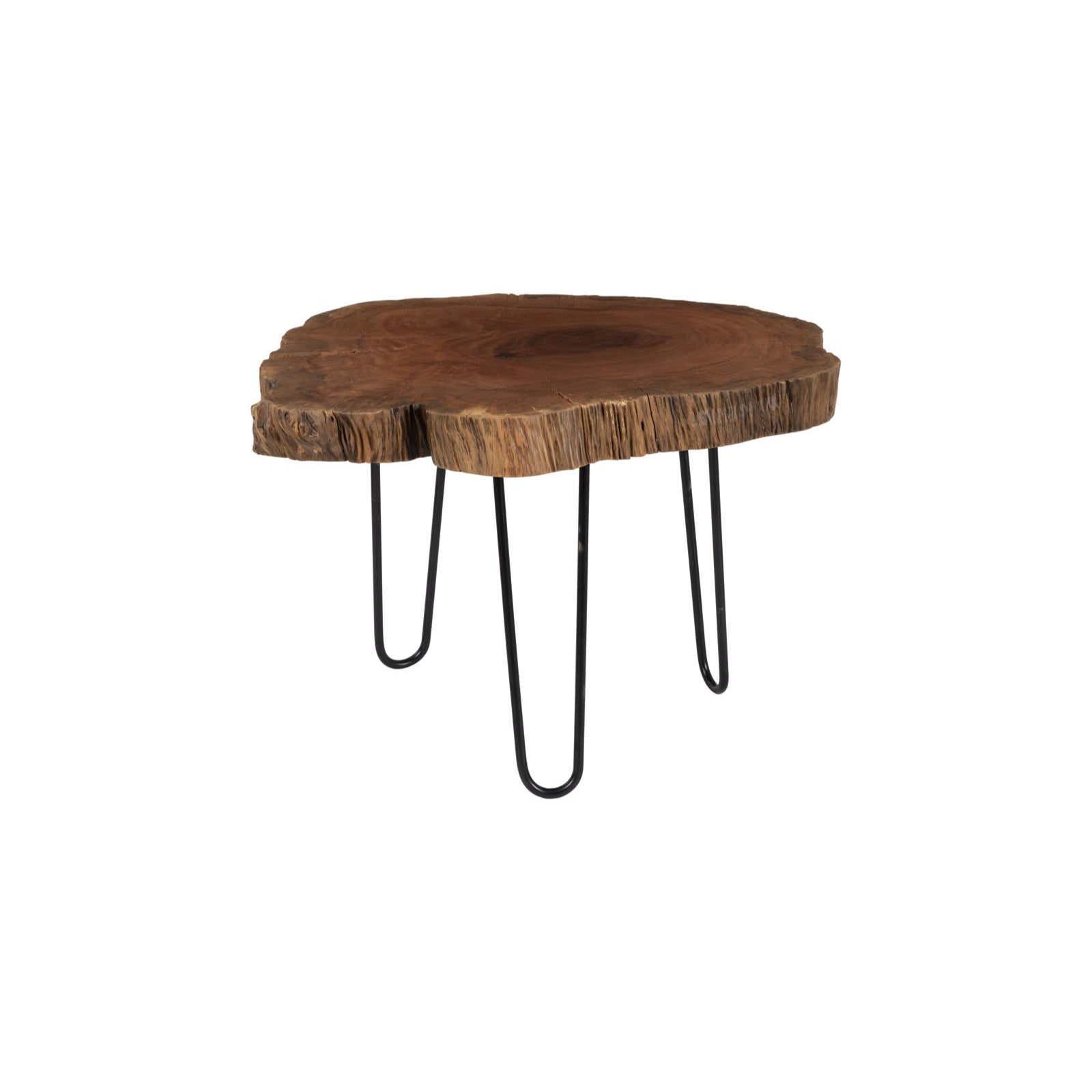 Burled Black Metal Legs Coffee Table