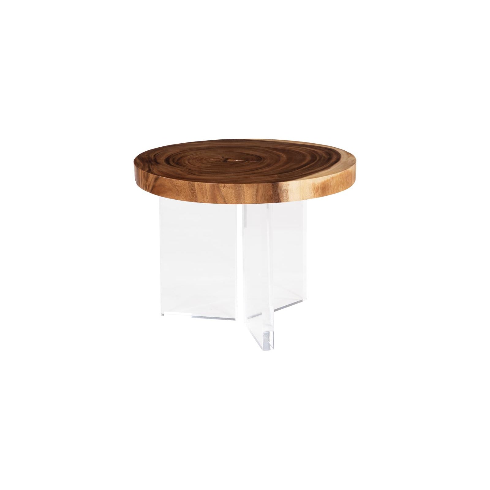 Floating Round Coffee Table with Acrylic Legs - Natural