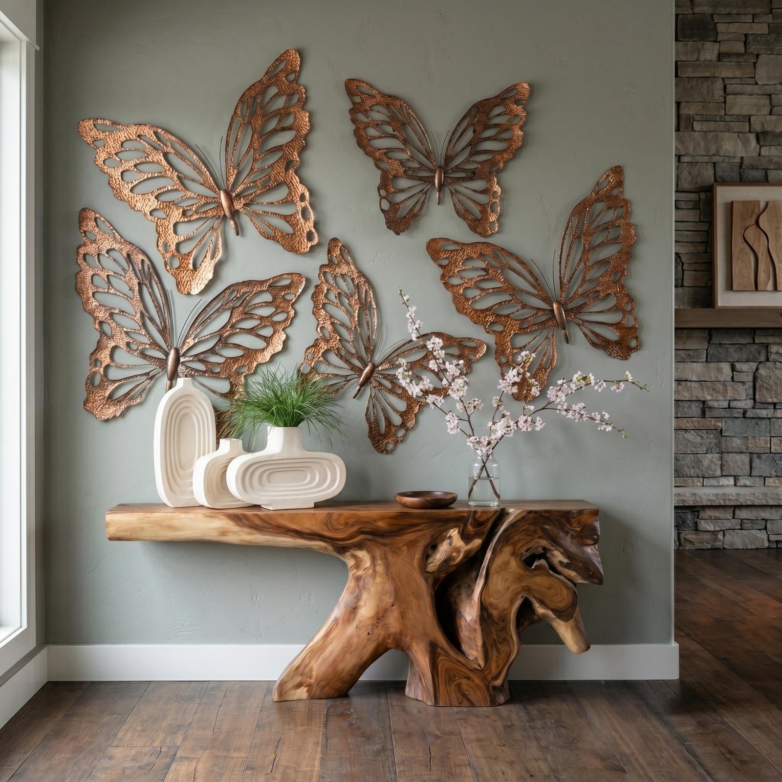Butterfly Wall Art - Copper with Black