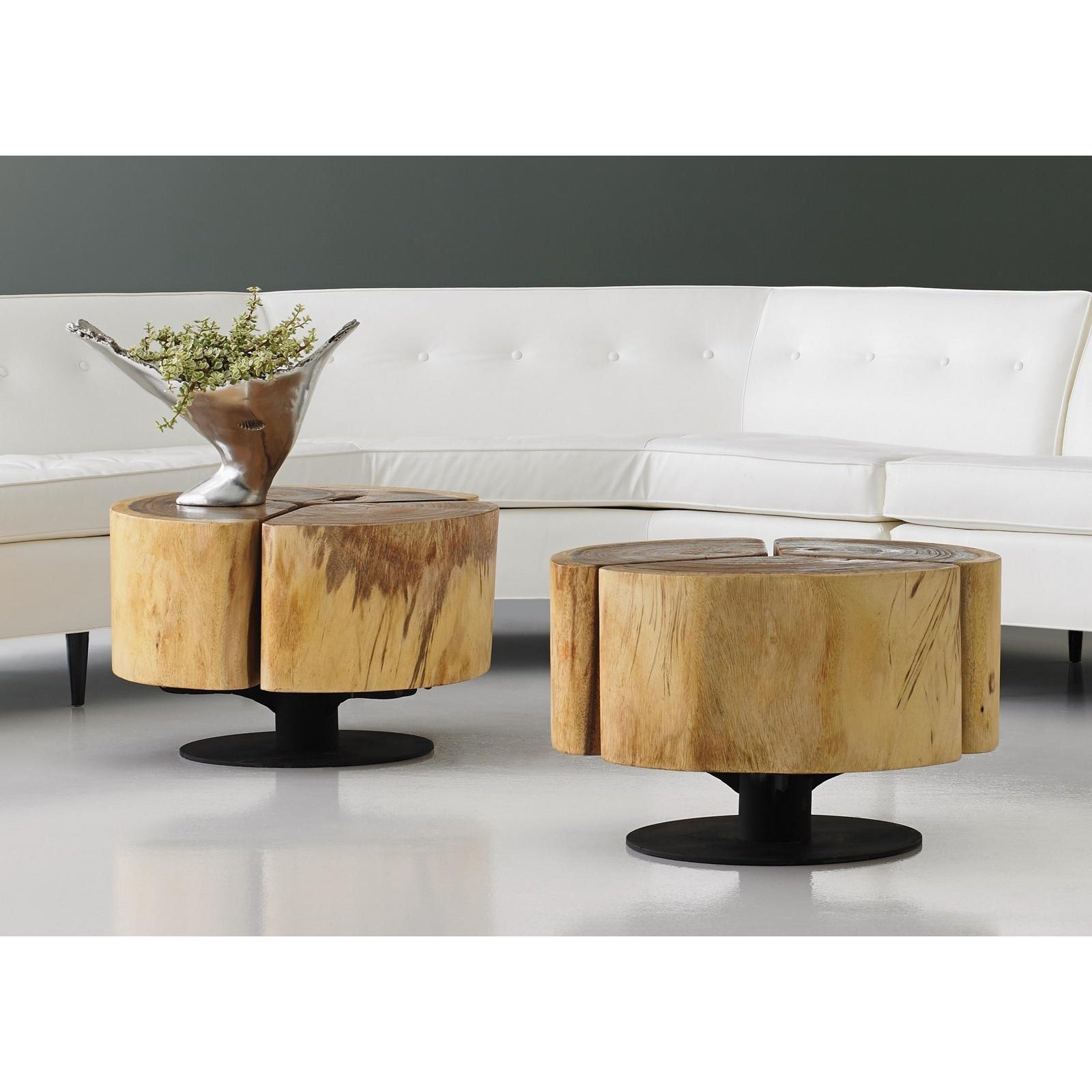 Clover Wood with Metal Base Coffee Table