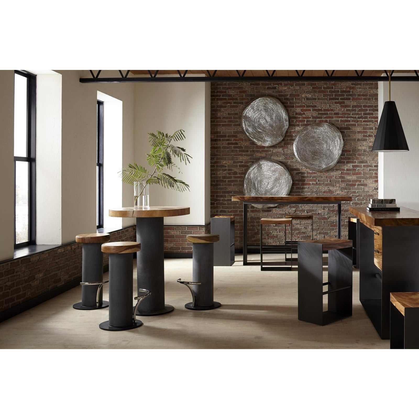 Iron Frame Bar Table - Natural