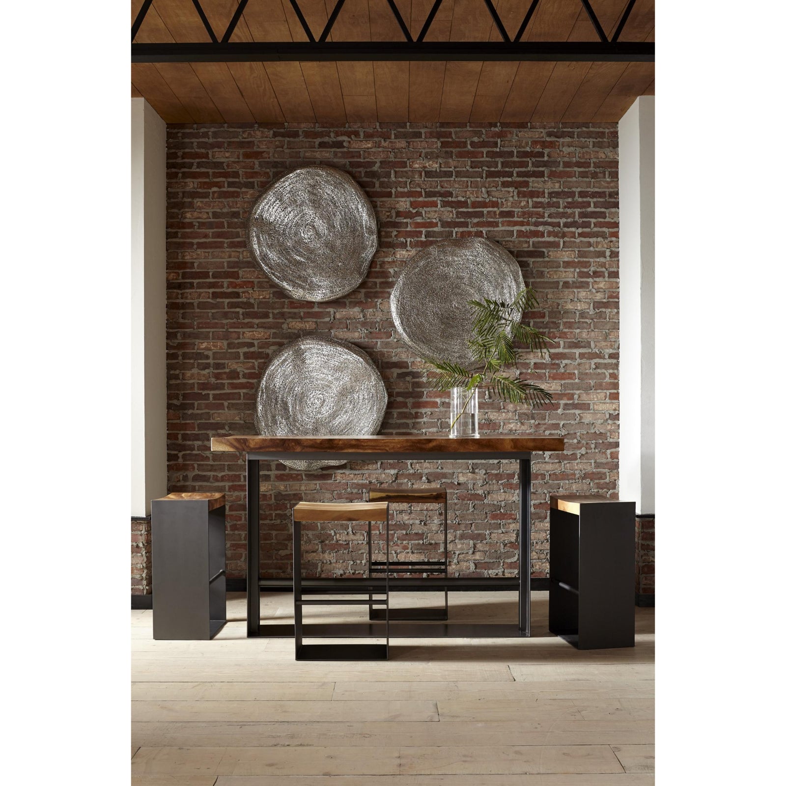 Iron Frame Bar Table - Natural
