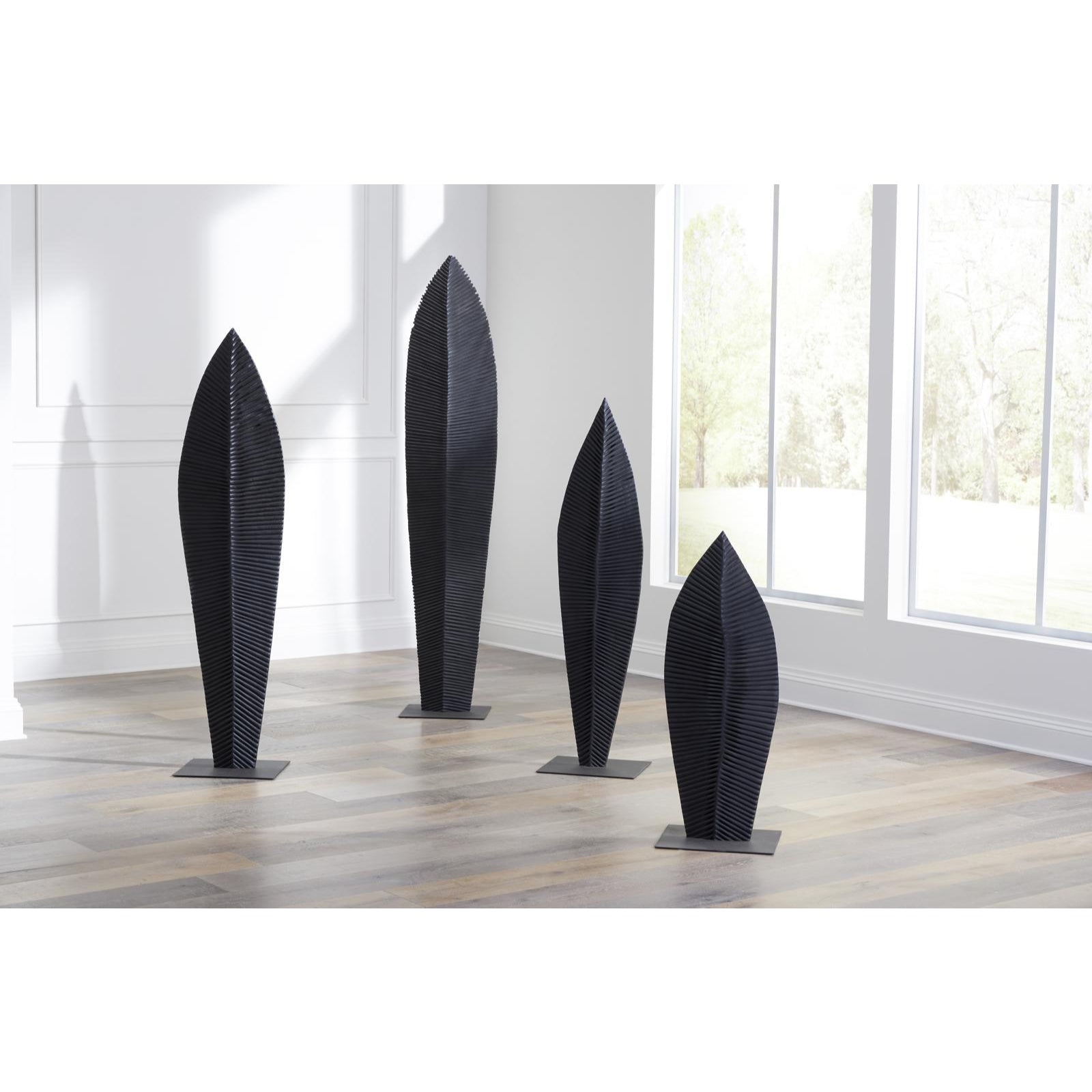Carved Leaf on Stand - Burnt