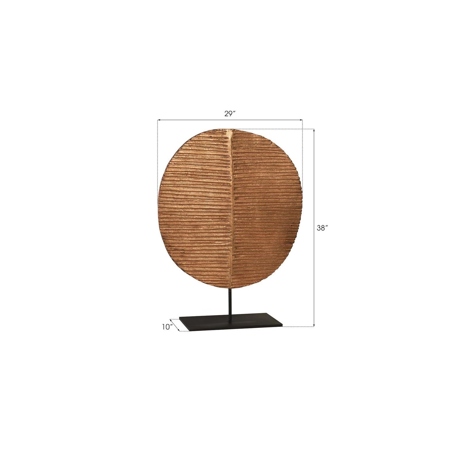 Carved Round Leaf on Metal Stand