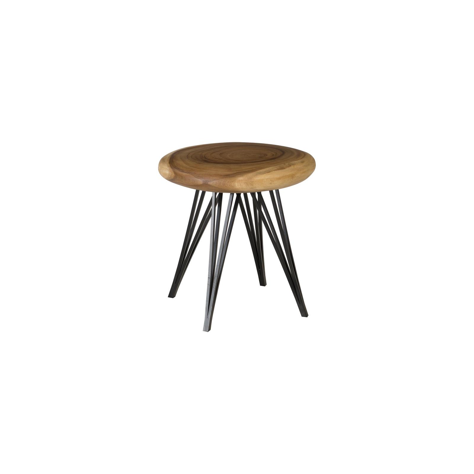 String Stool on Black Metal Legs