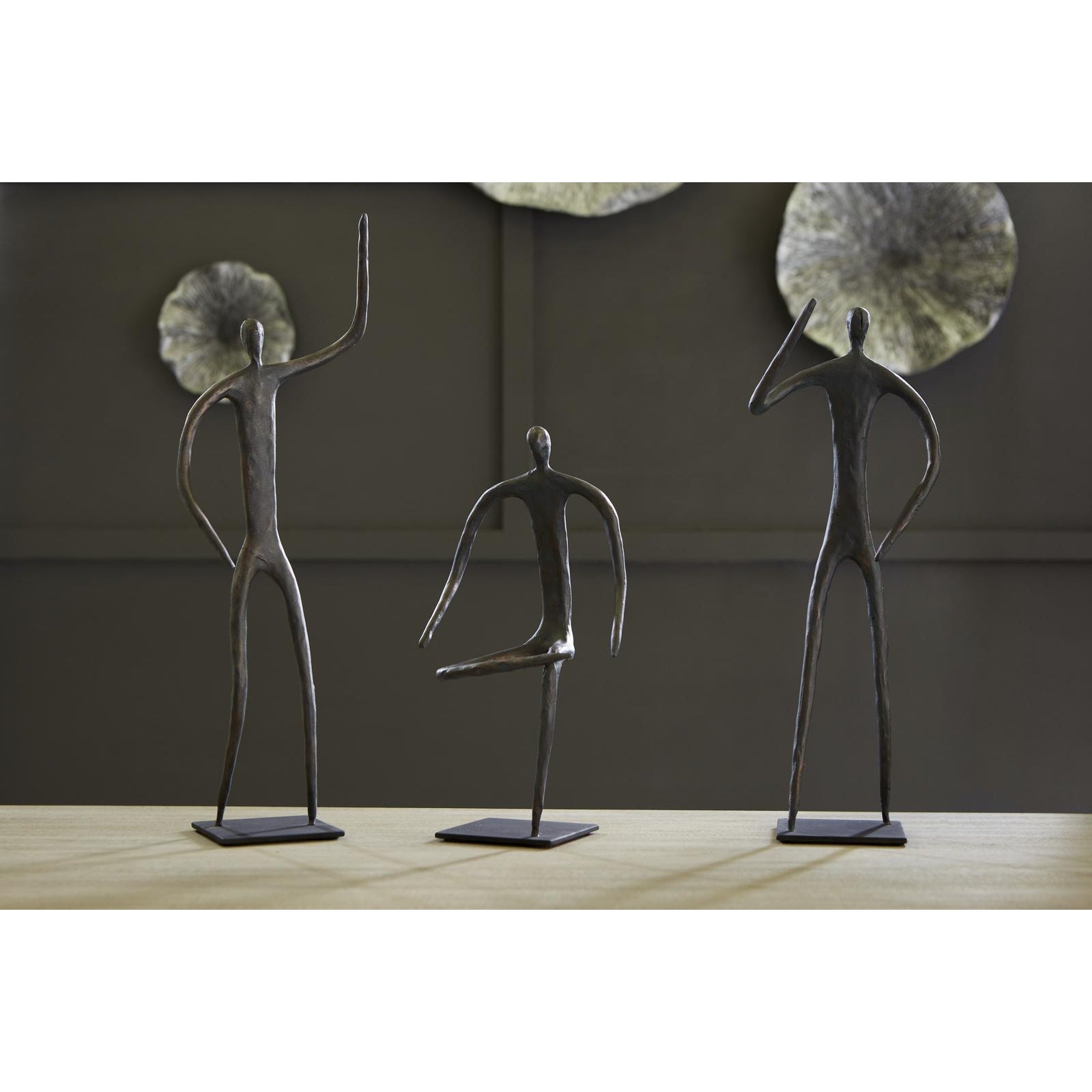 Abstract Figure on Metal Base with Arm Up - Bronze Finish