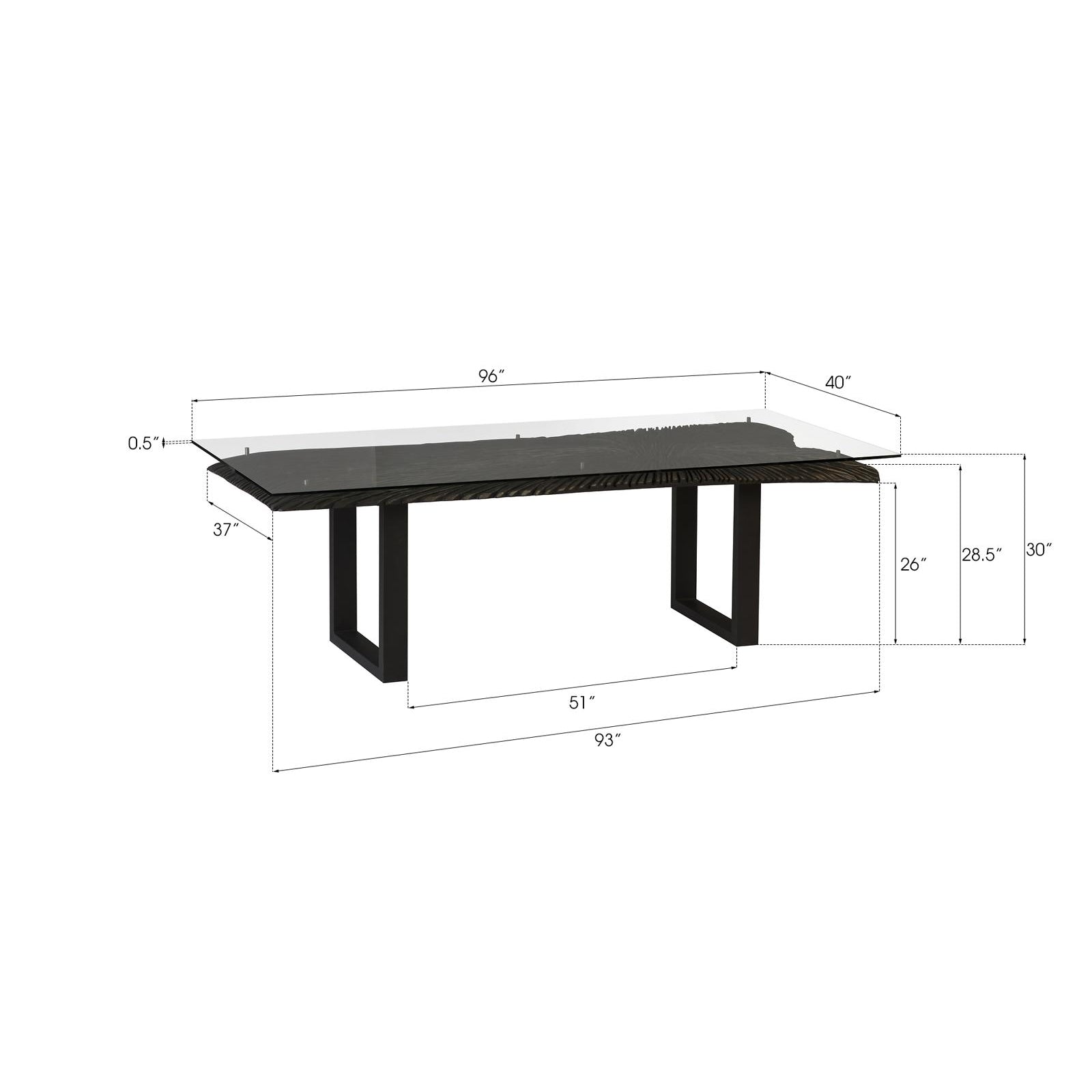 Chainsaw Dining Table with Glass