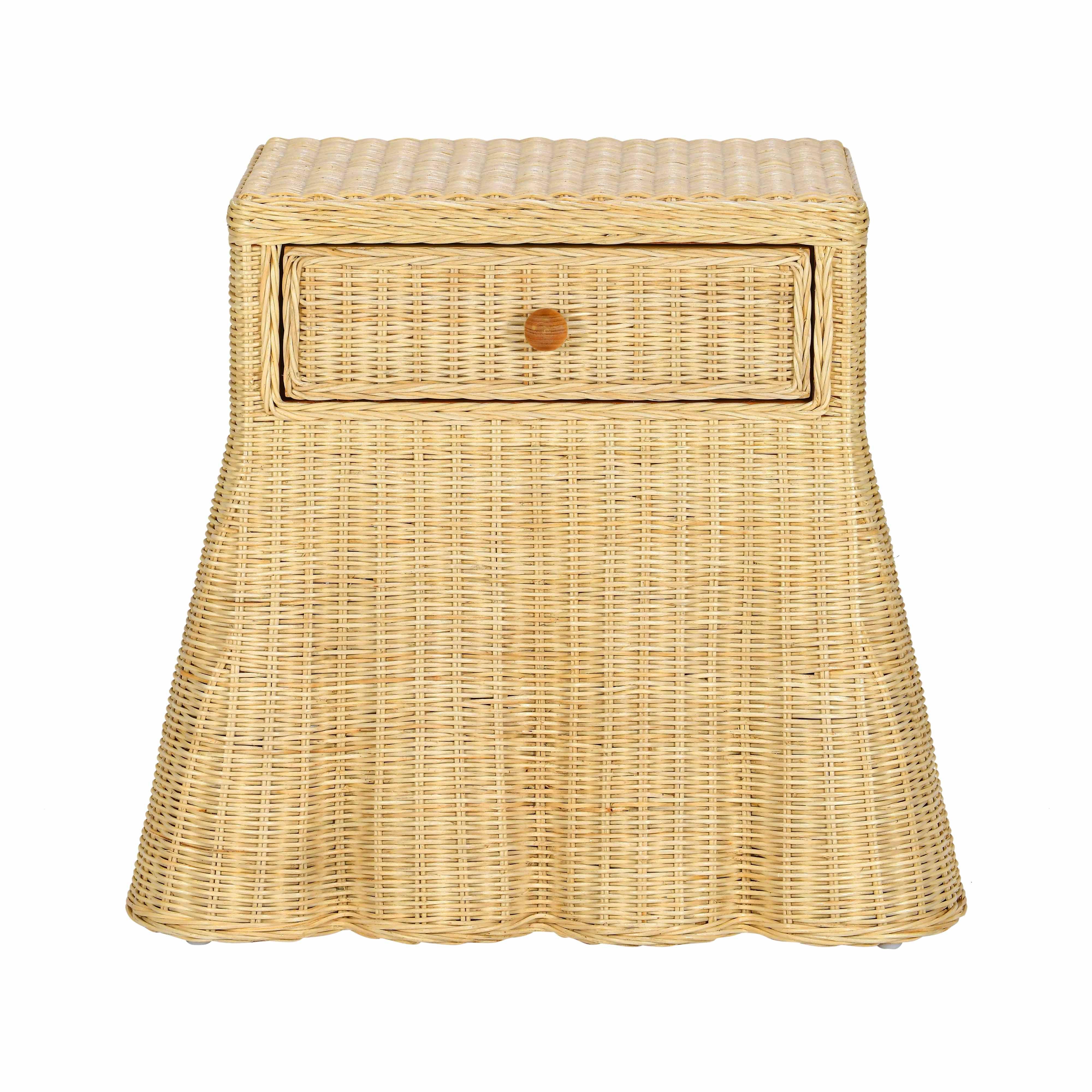 Pentra 25" Natural Rattan Nightstand with Drawer