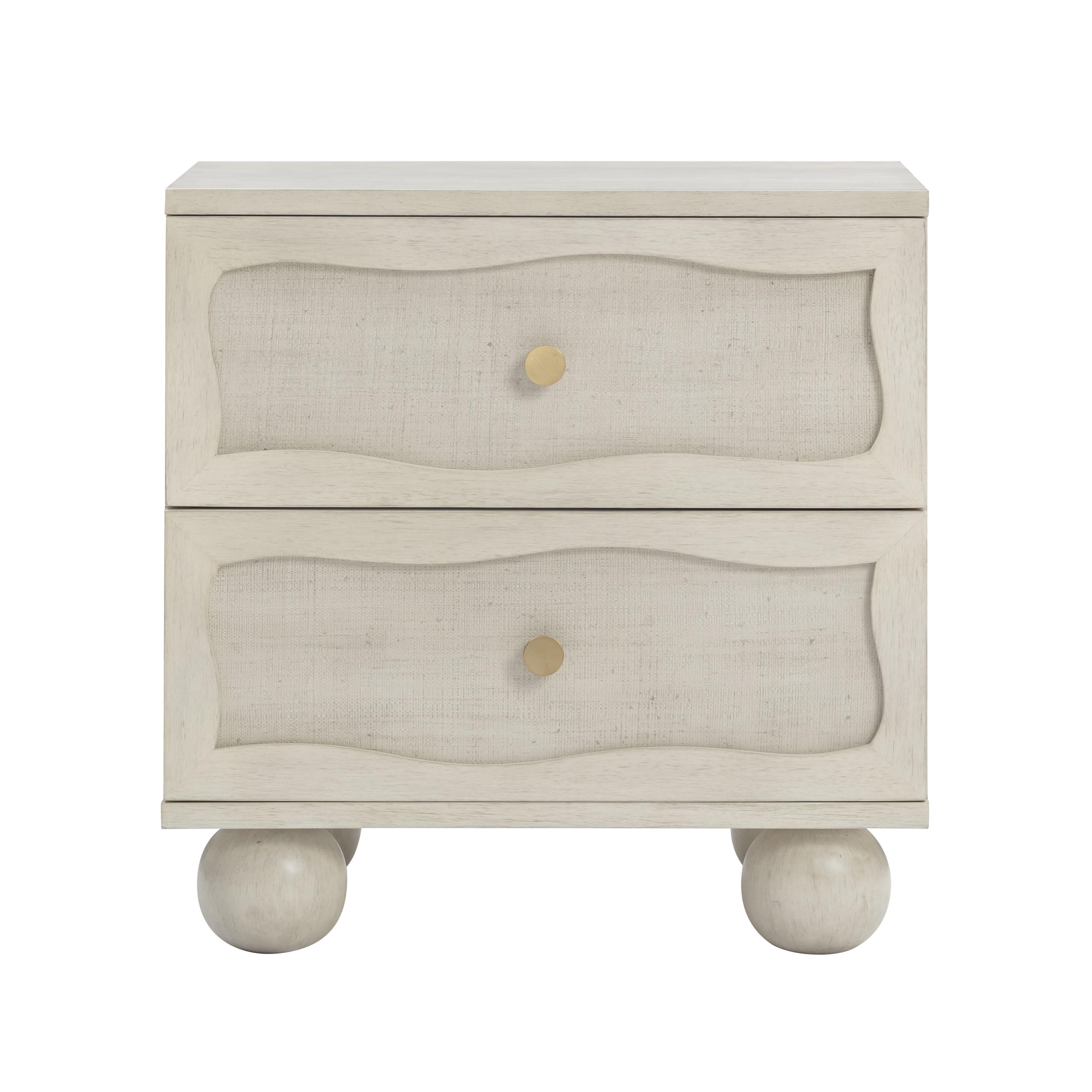 Grappa 22" Wood and Raffia Wavy 2-Drawer Nightstand