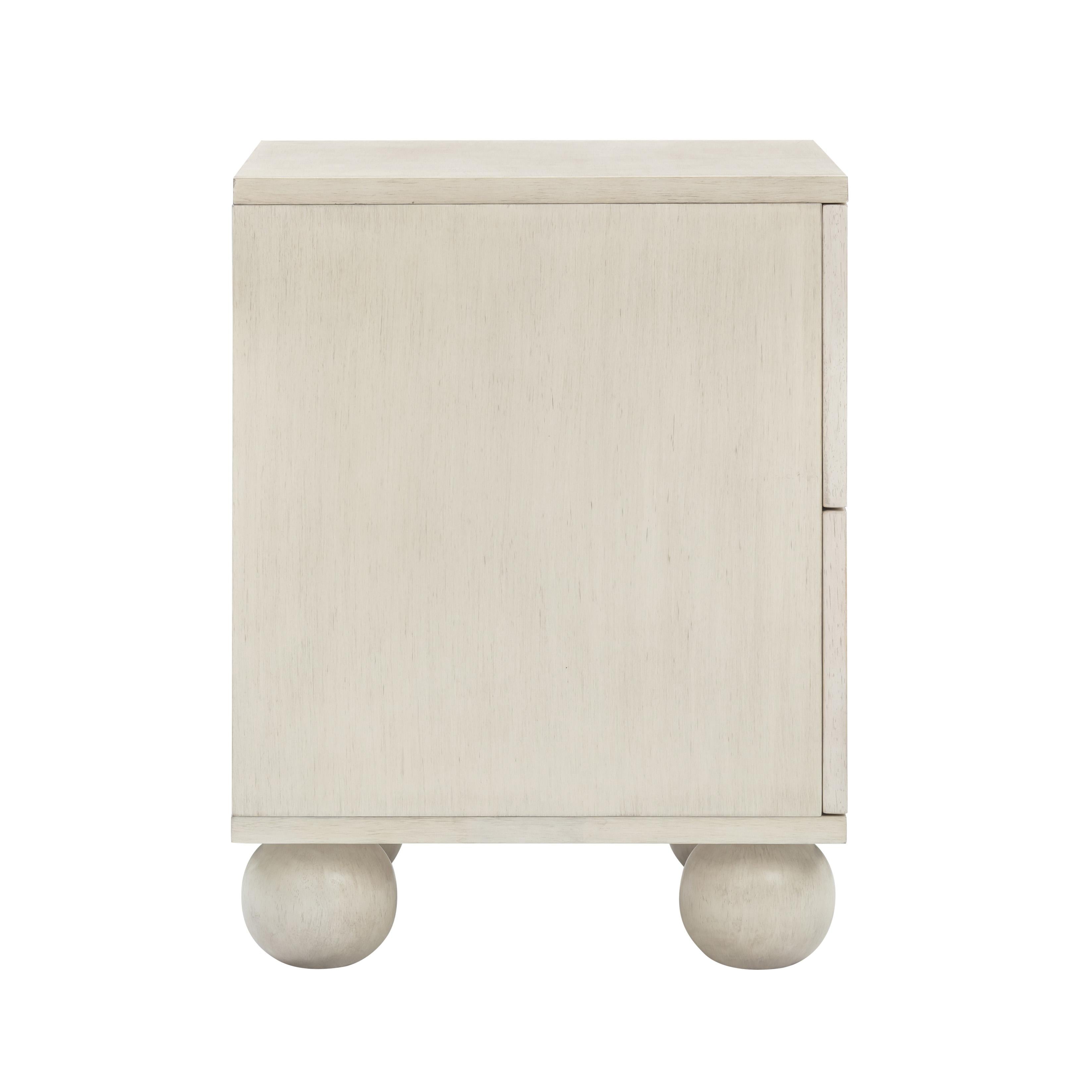 Grappa 22" Wood and Raffia Wavy 2-Drawer Nightstand