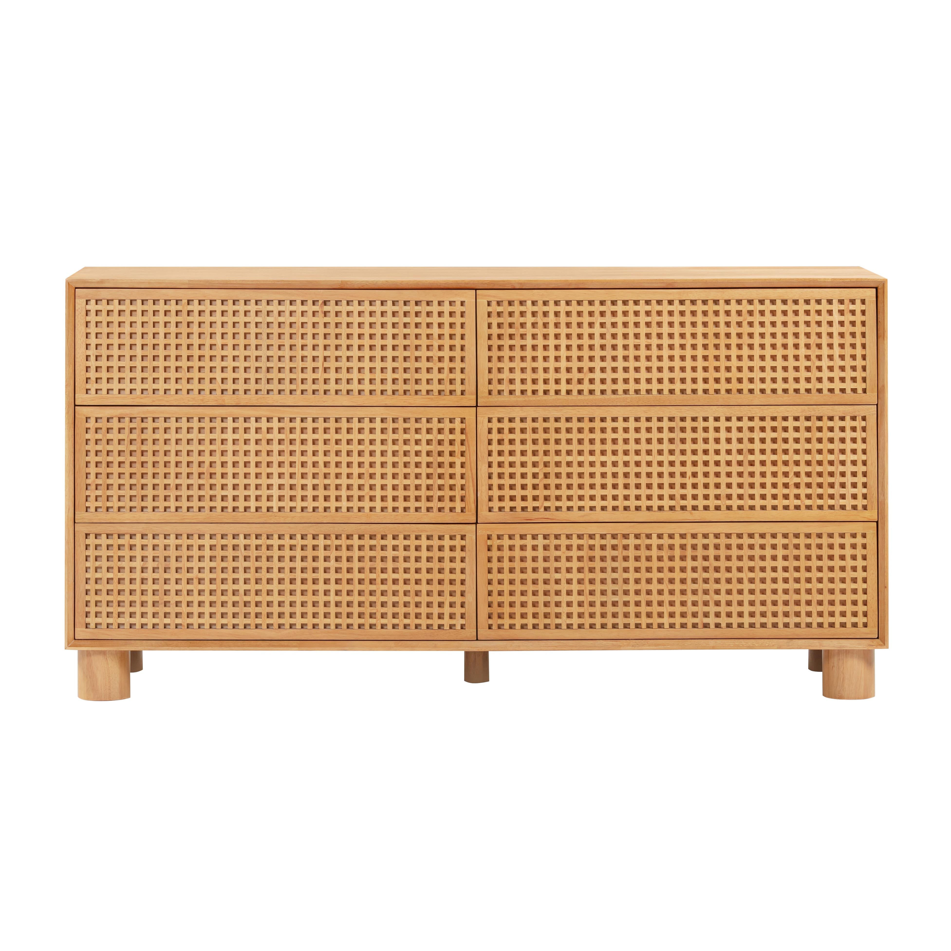 Miles Natural Wood 6-Drawer Dresser
