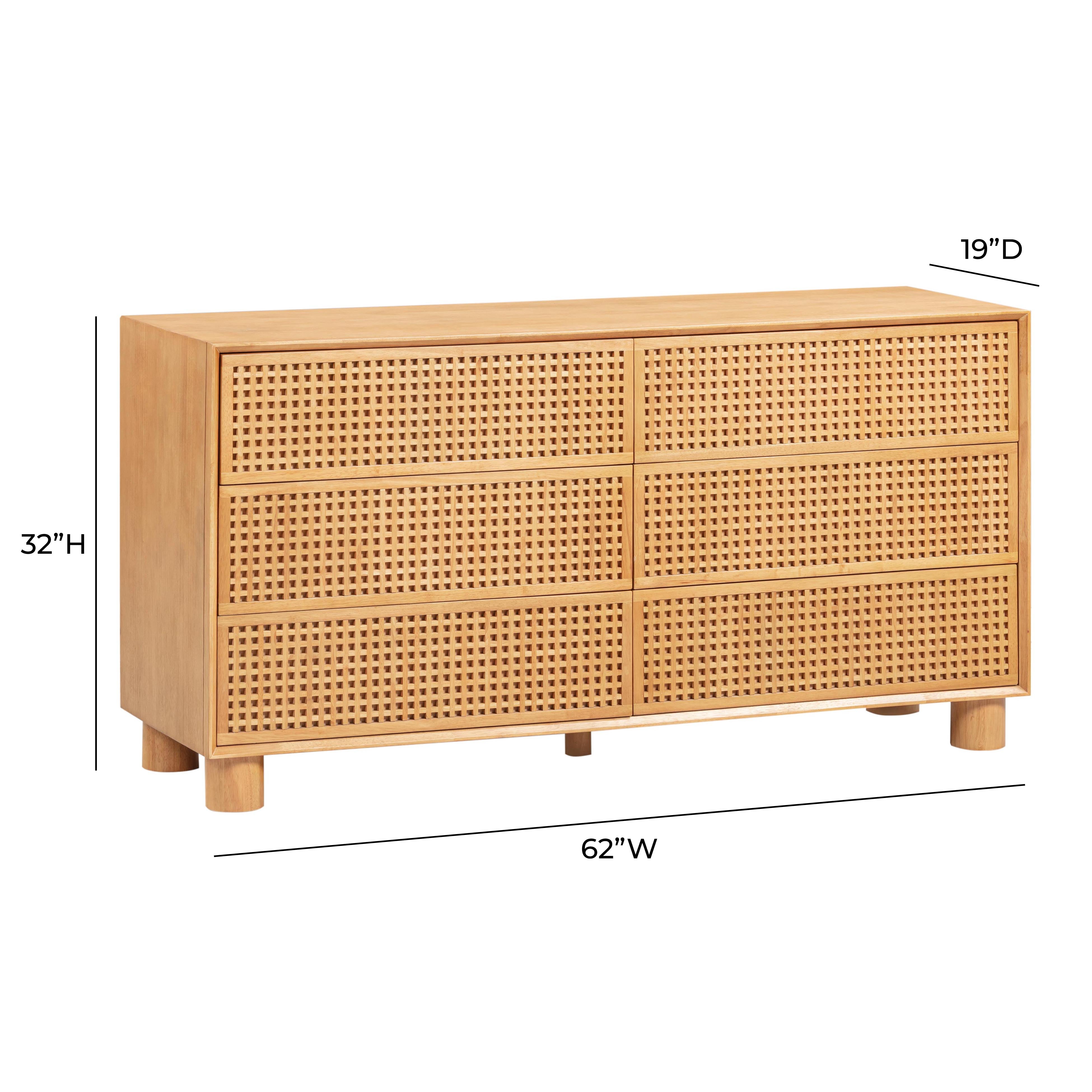 Miles Natural Wood 6-Drawer Dresser