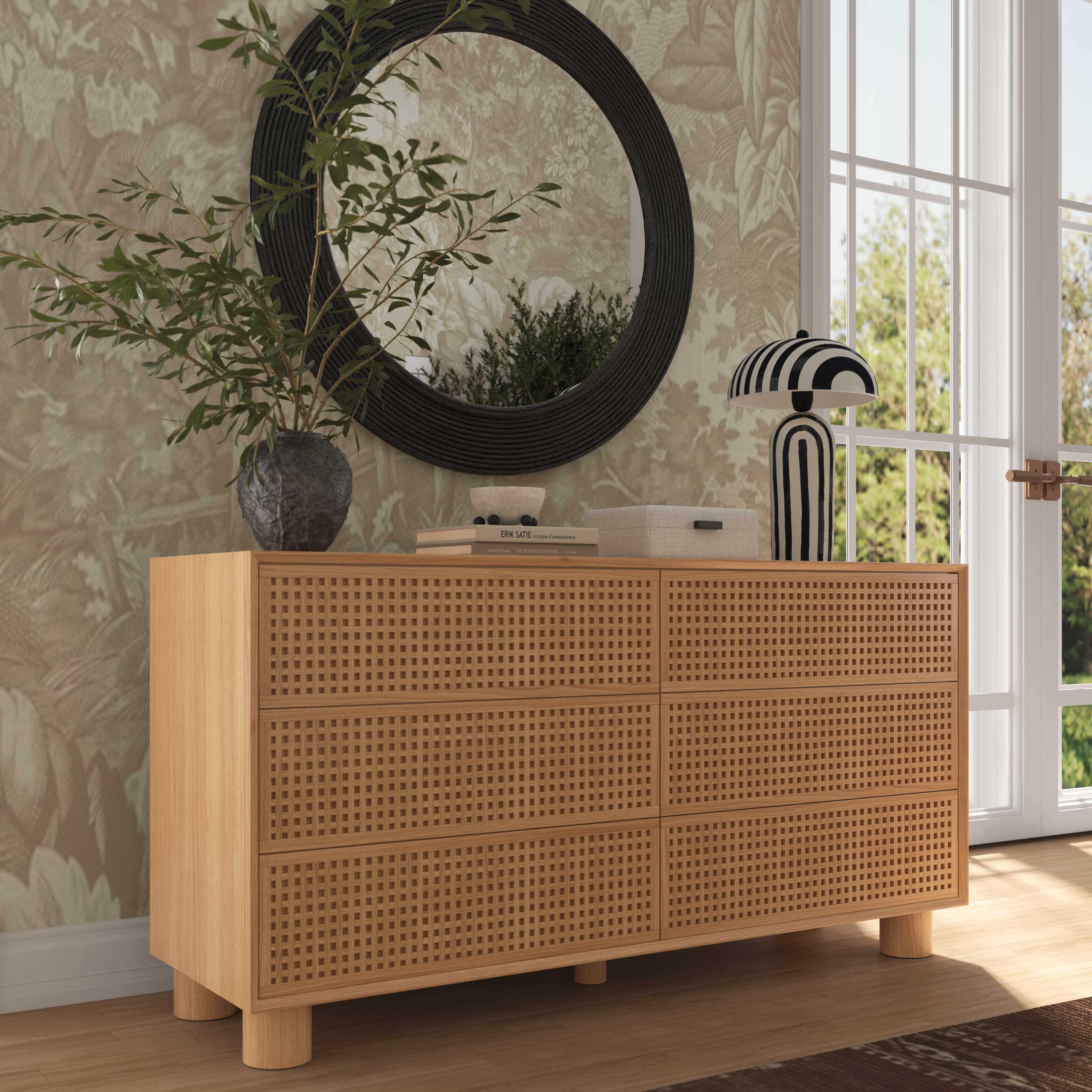 Miles Natural Wood 6-Drawer Dresser