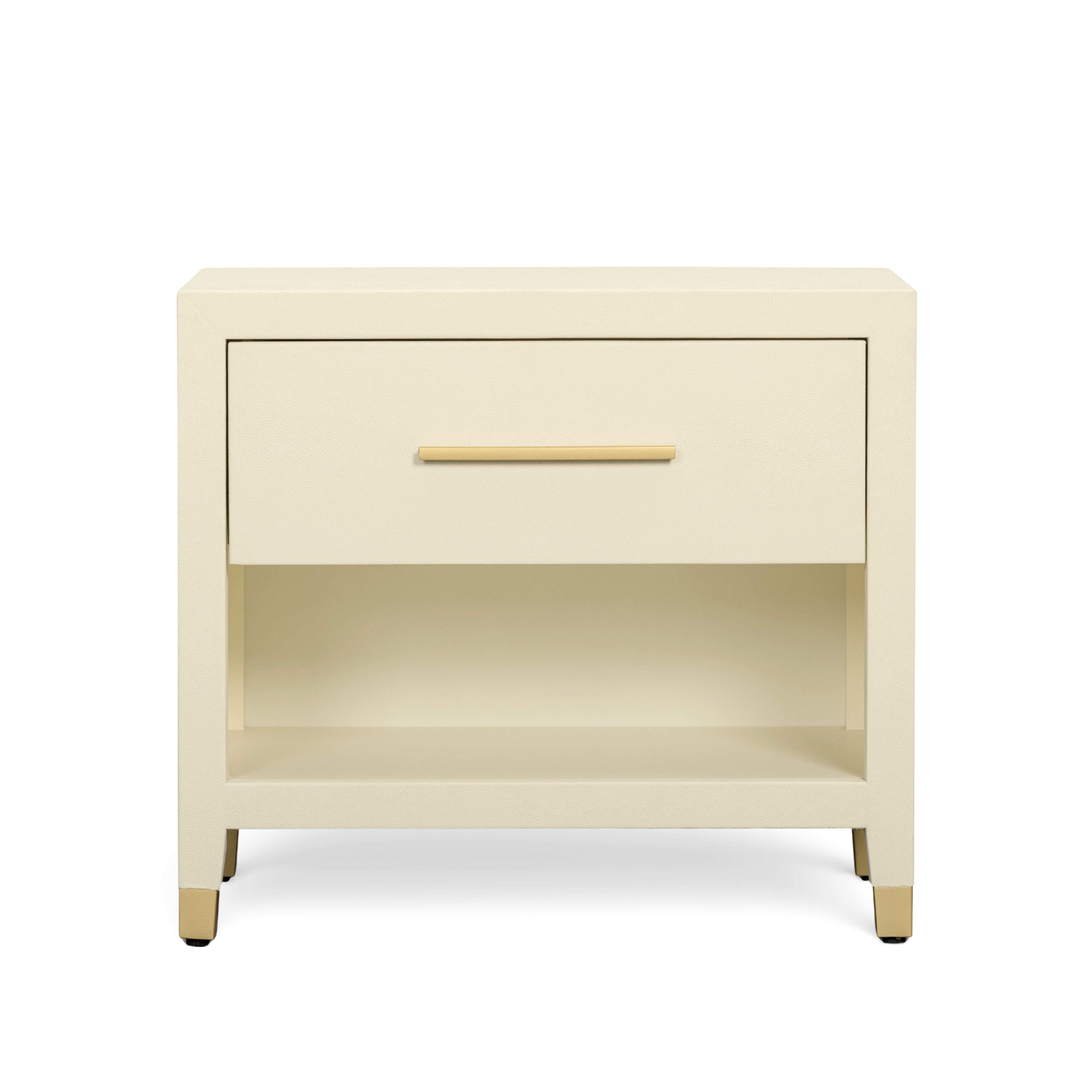 Dani 25" Cream Faux Shagreen Nightstand with Drawer