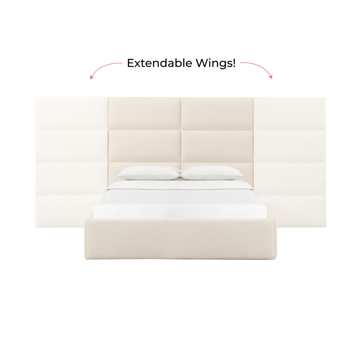 Eliana Cream Performance Boucle Headboard Wings